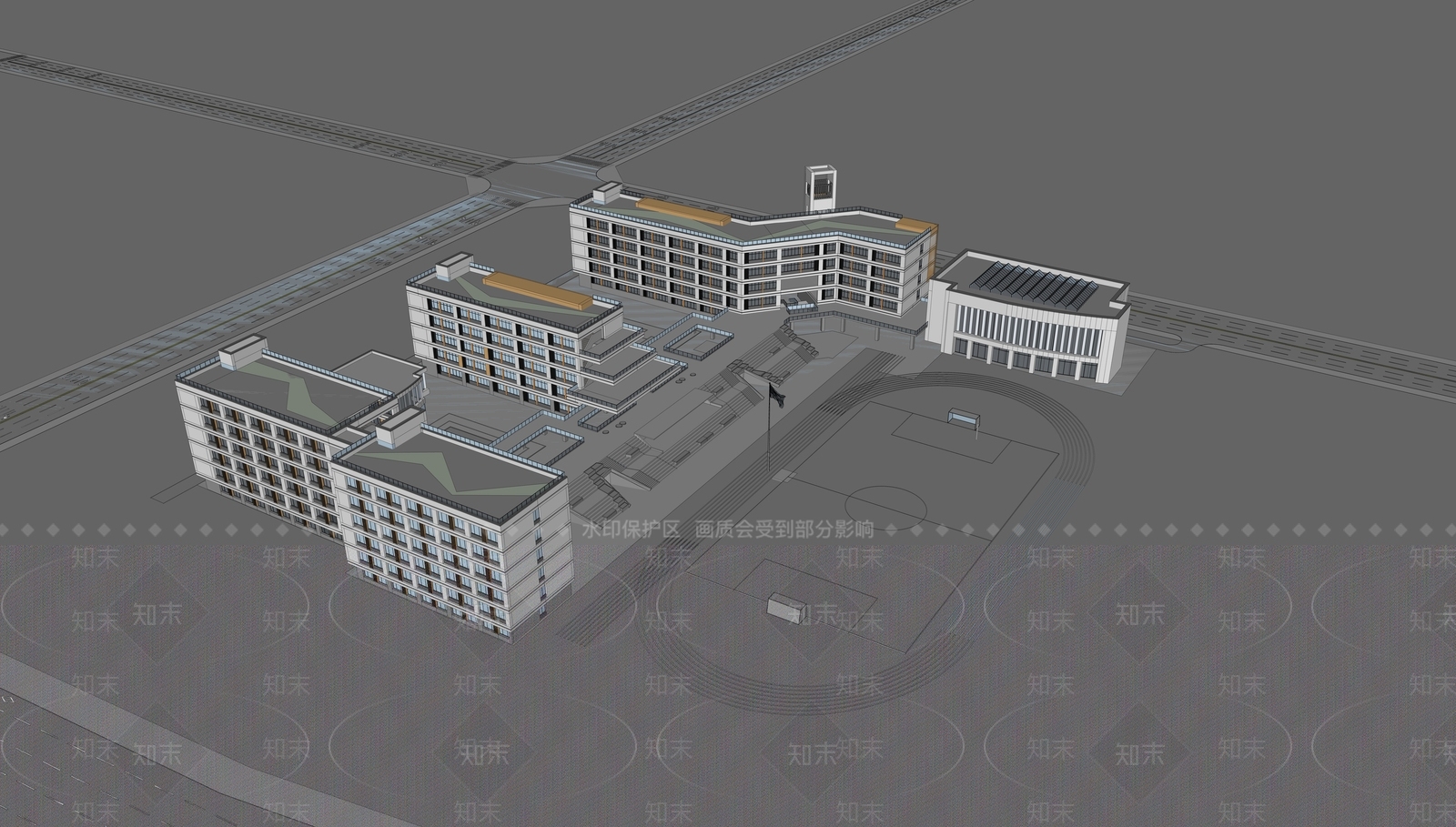 简约学校建筑SU模型下载【ID:1201263687】