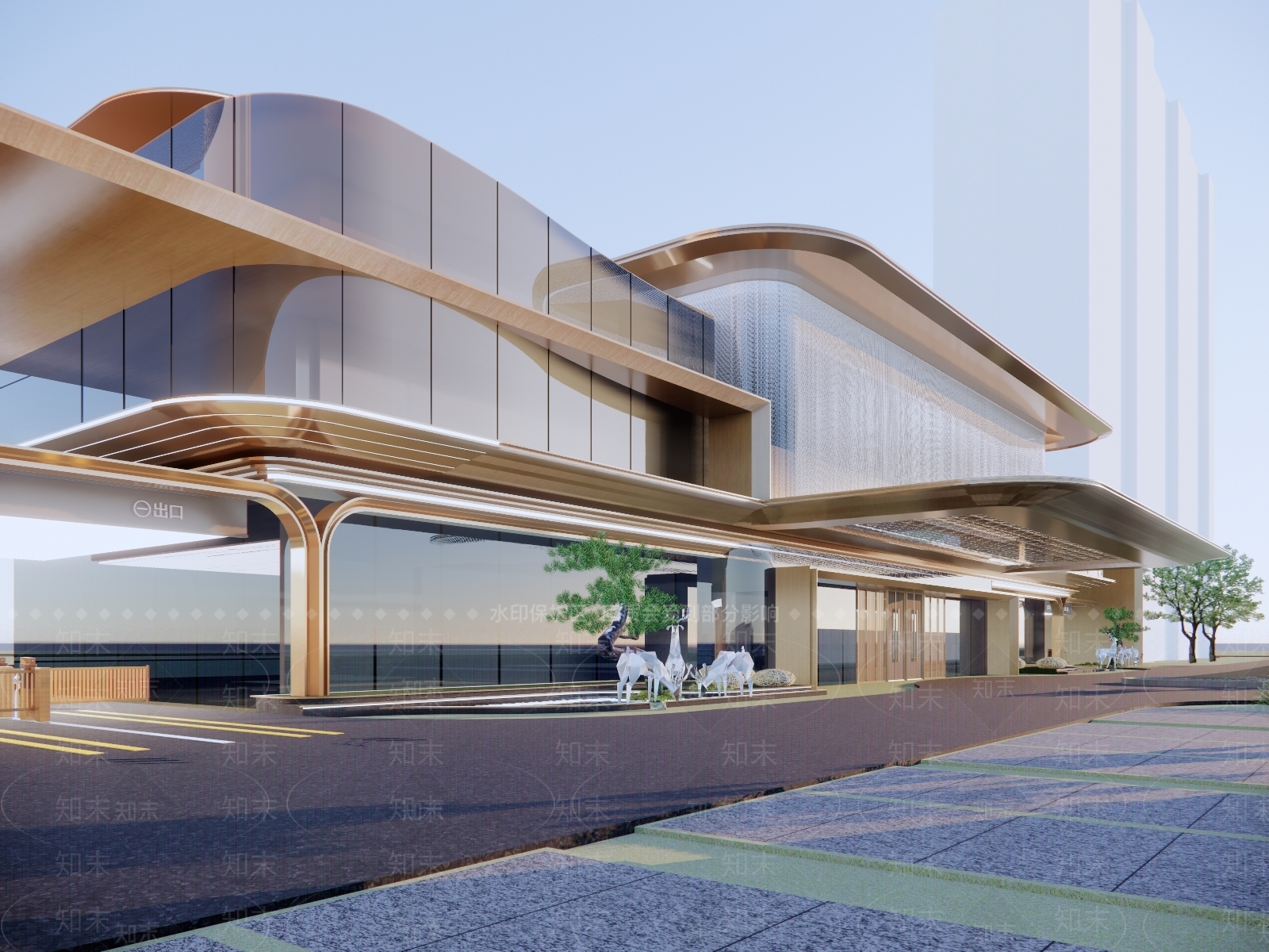 现代售楼处建筑SU模型下载【ID:1201197743】