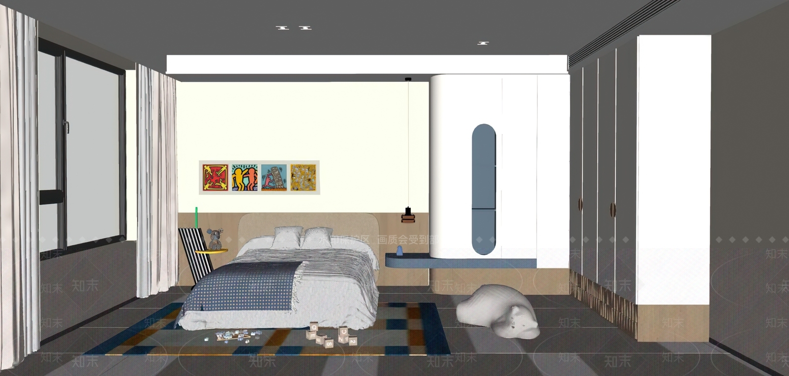 彩色艺术挂画挂画组合SU模型下载【ID:1227550311】