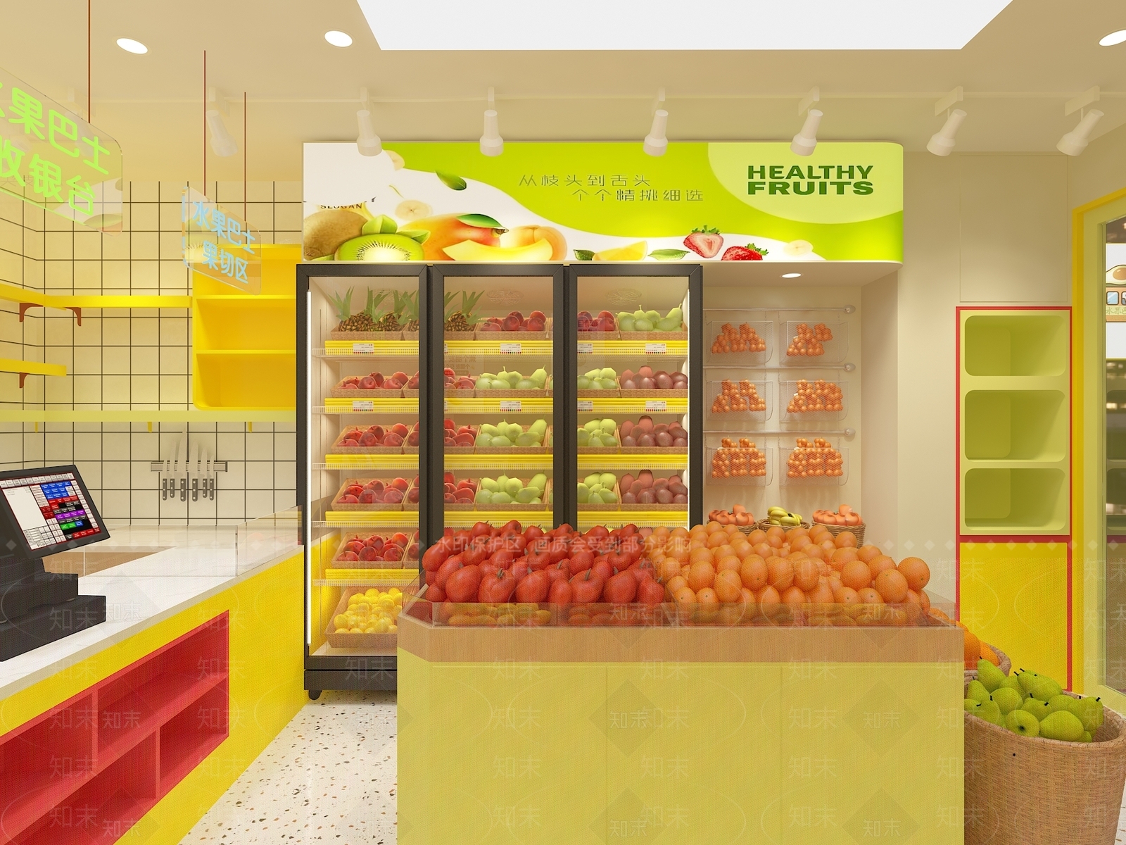 现代水果店3D模型下载【ID:1201198996】