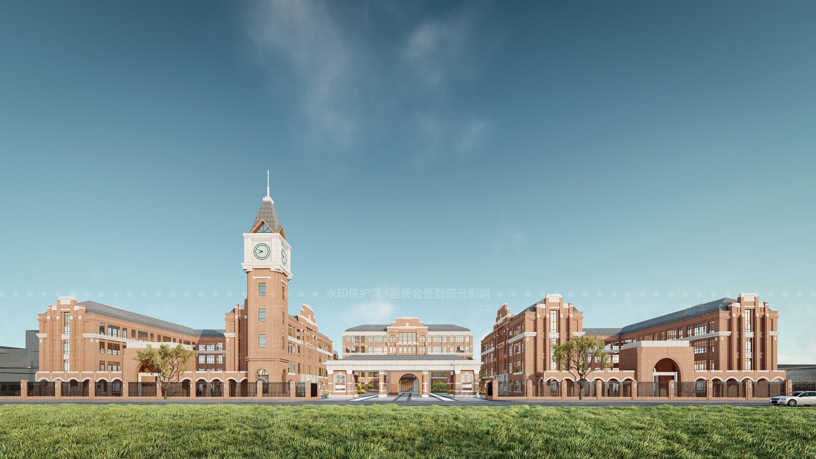 欧式学校建筑SU模型下载【ID:1201200034】