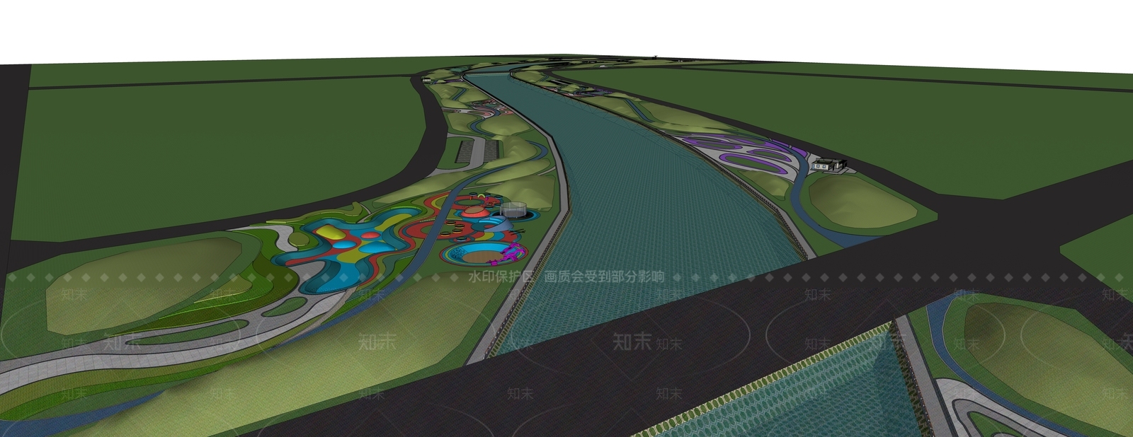 现代景观公园SU模型下载【ID:1201200475】