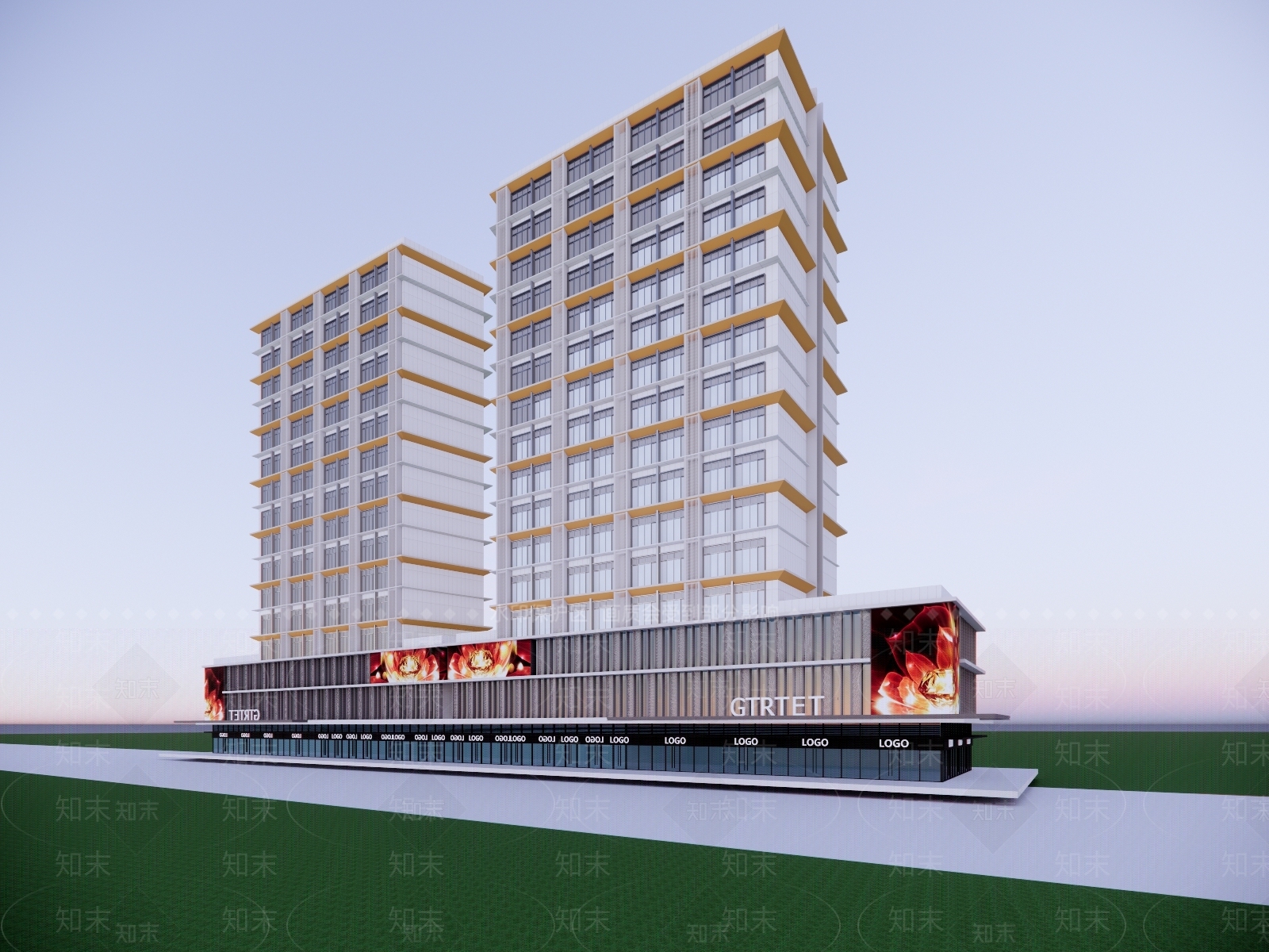 现代酒店建筑SU模型下载【ID:1201201212】