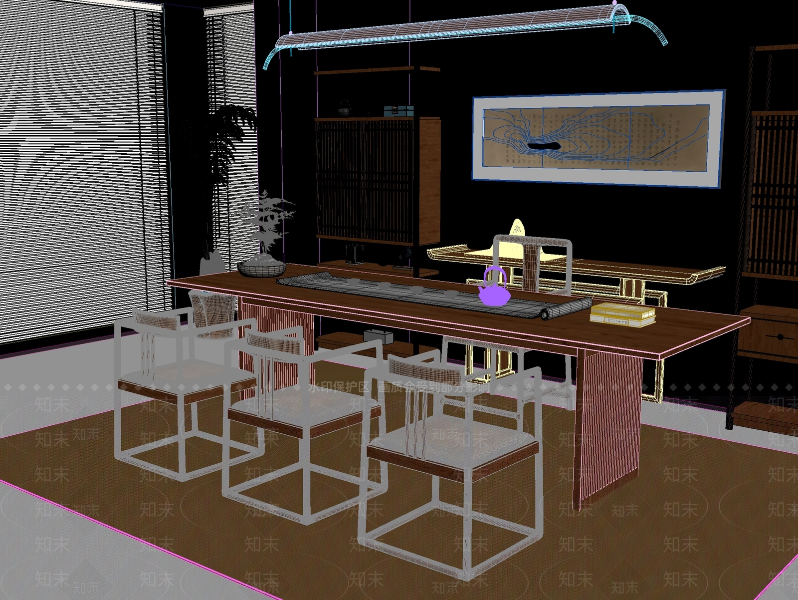 新中式中式茶桌椅3D模型下载【ID:1201201265】