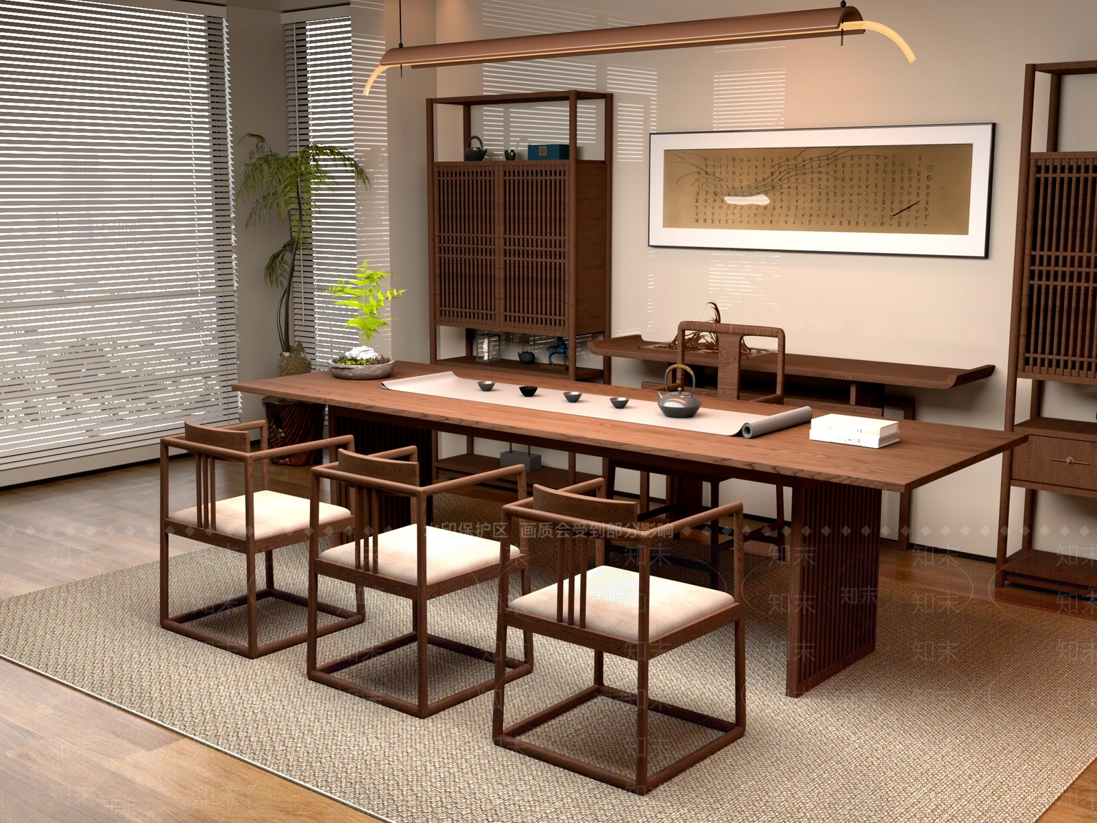 新中式中式茶桌椅3D模型下载【ID:1201201265】
