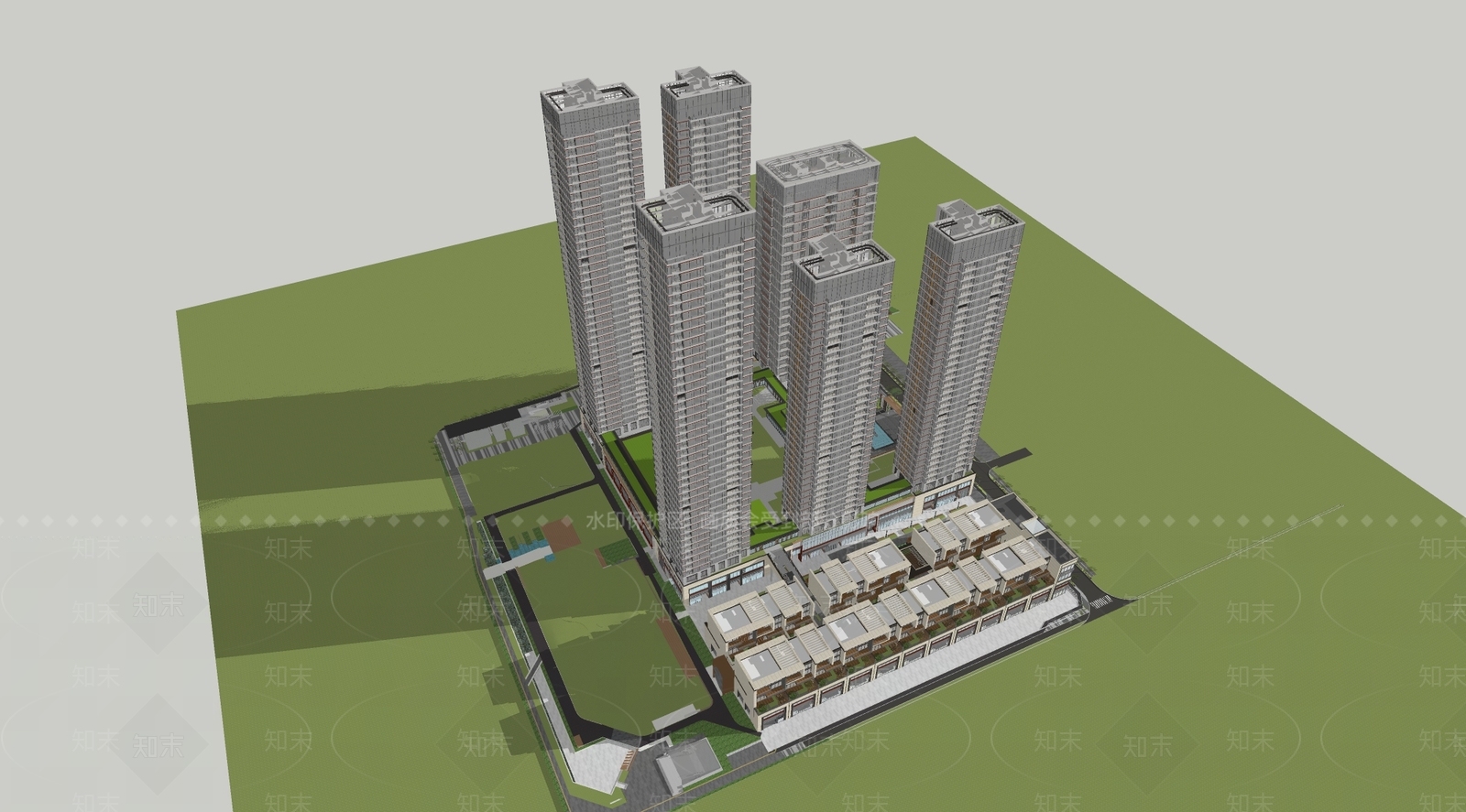 现代高层住宅SU模型下载【ID:1201201898】