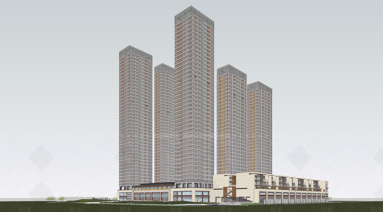 现代高层住宅SU模型下载【ID:1201201898】