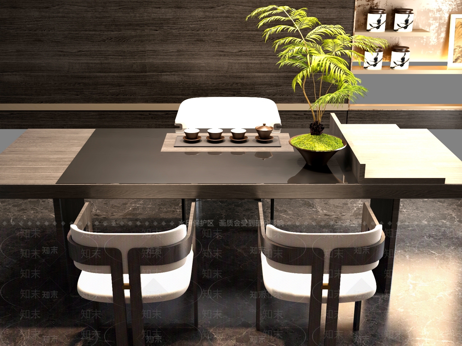 新中式中式茶桌椅3D模型下载【ID:1201202591】