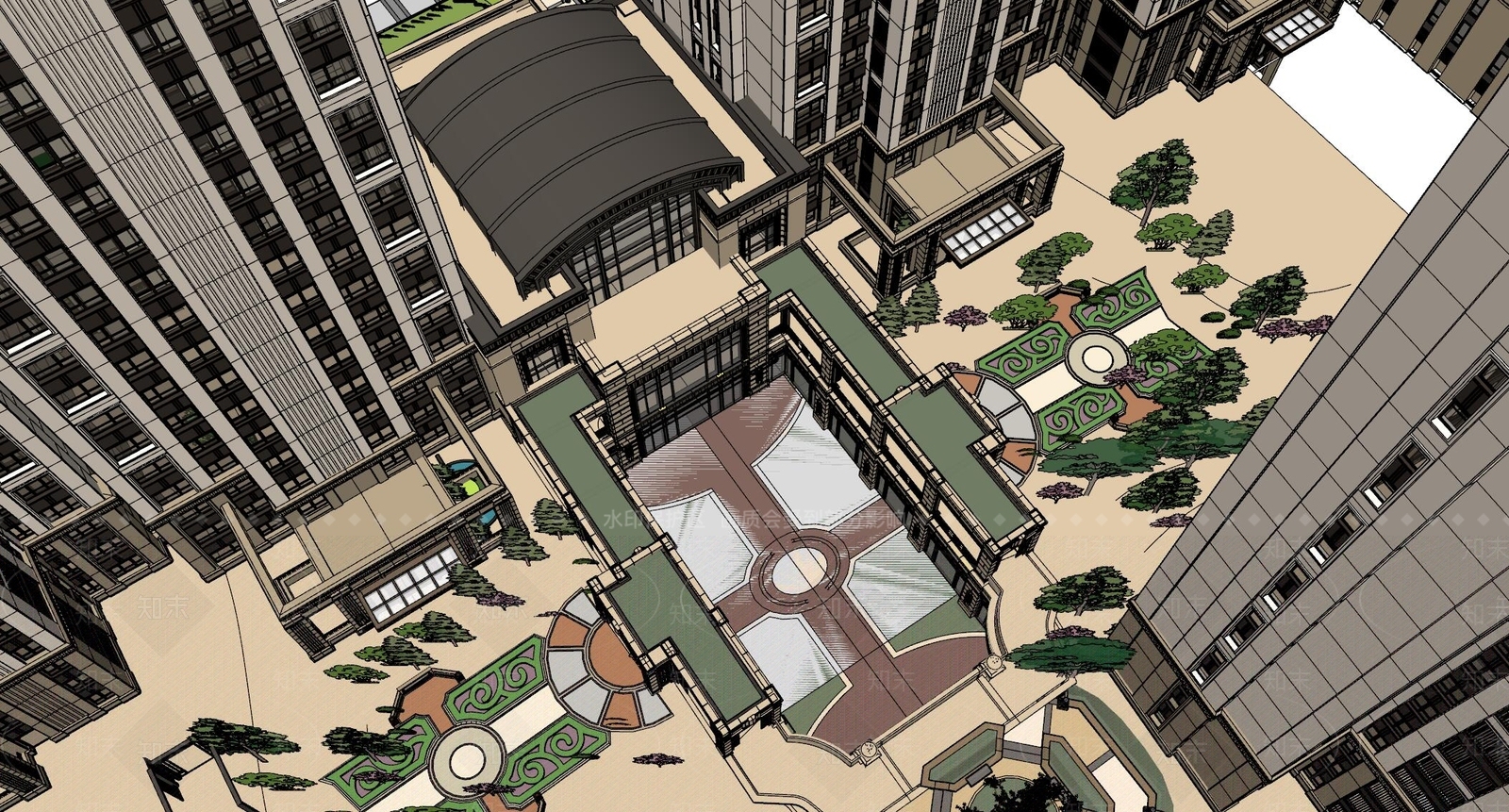 现代高层住宅SU模型下载【ID:1201203273】