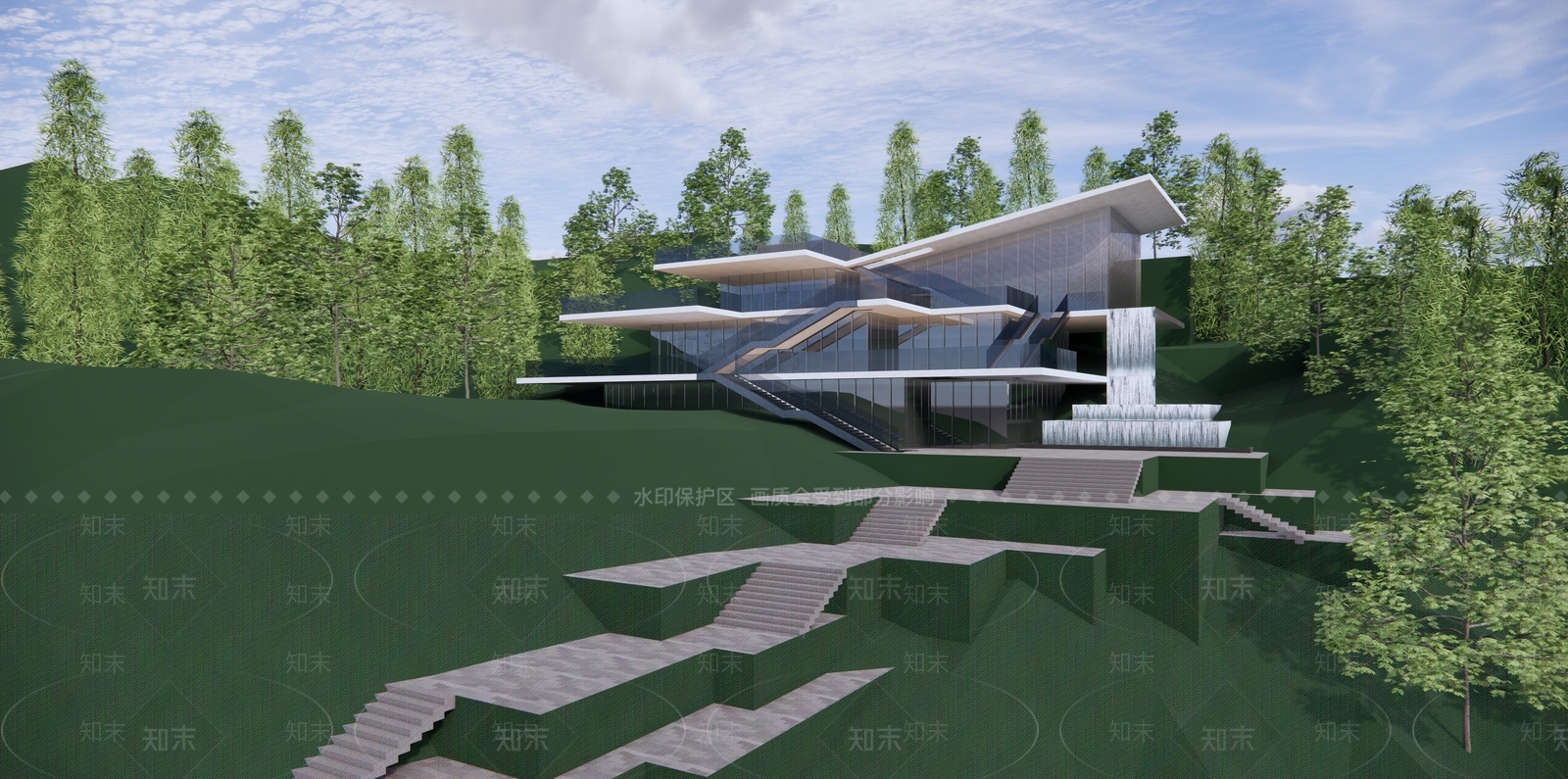 现代民宿建筑SU模型下载【ID:1201203536】