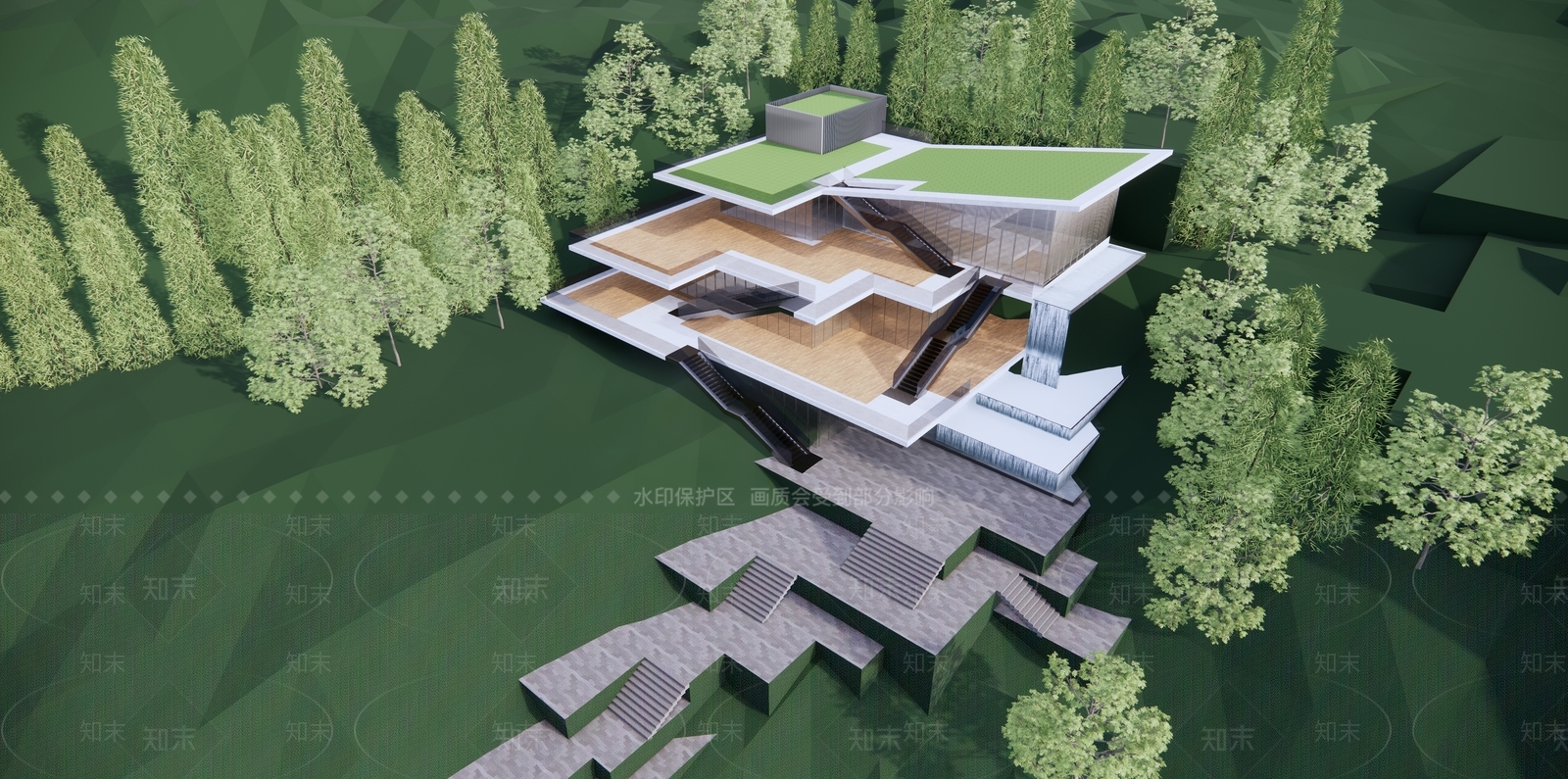 现代民宿建筑SU模型下载【ID:1201203536】