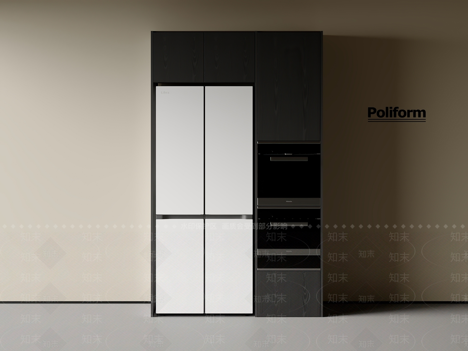 现代冰箱柜3D模型下载【ID:1201204513】