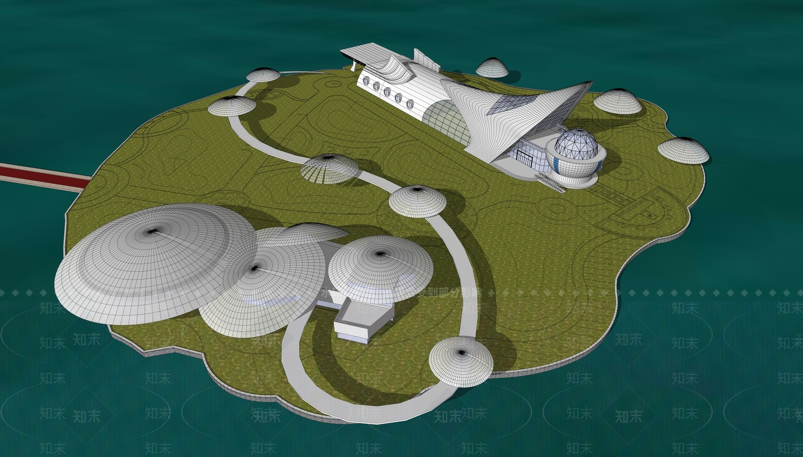 现代展览馆建筑SU模型下载【ID:1201206001】