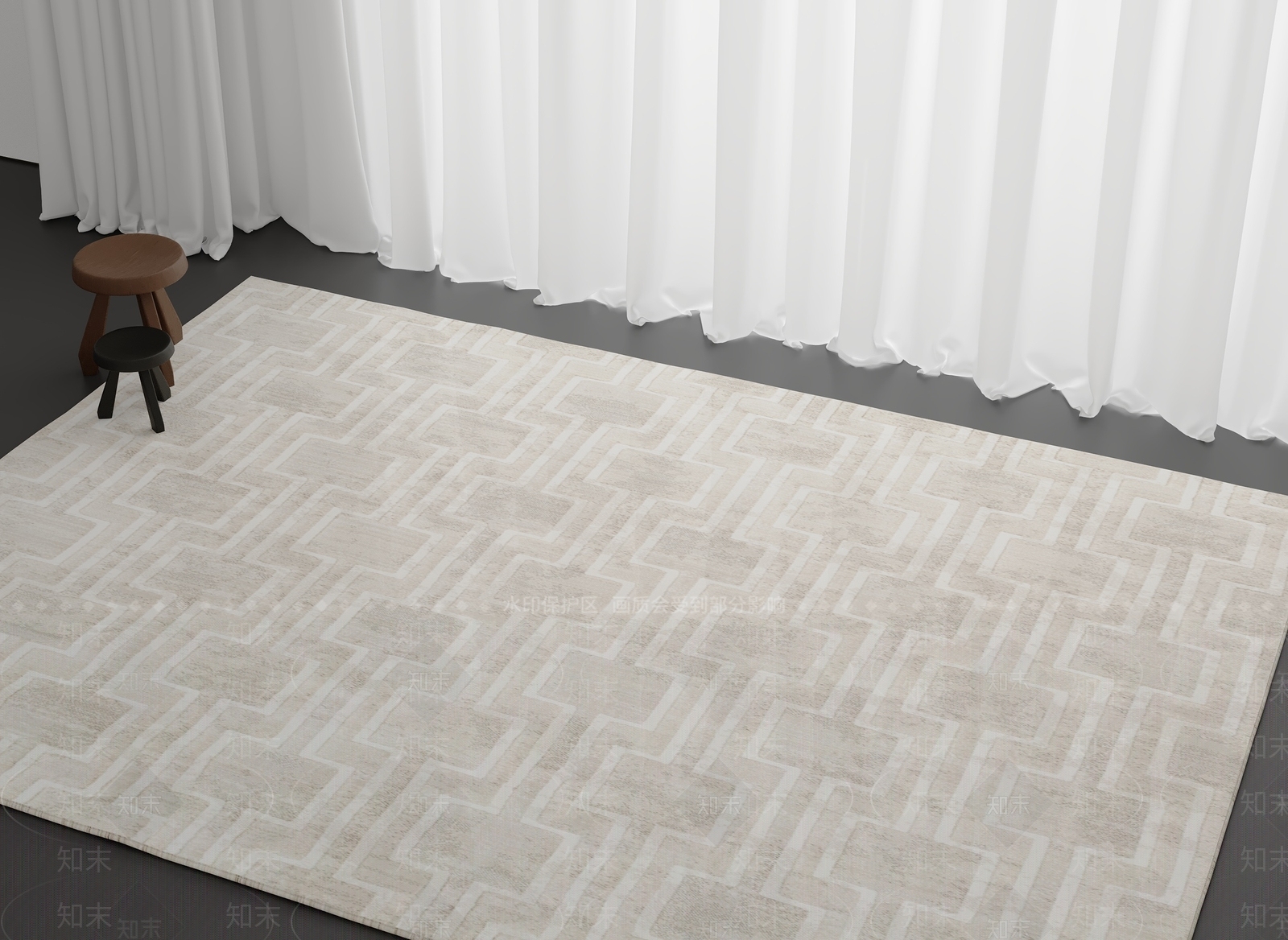 法式奶油地毯3D模型下载【ID:1201206026】