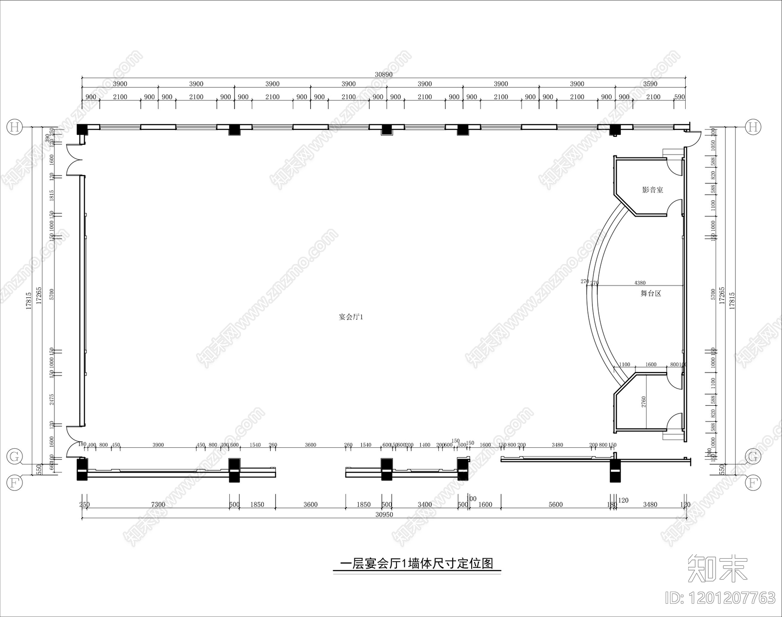 酒店宴会厅cad施工图下载【ID:1201207763】