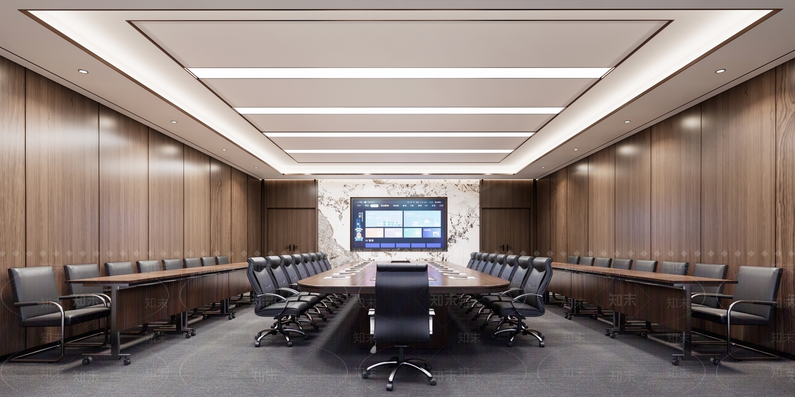 现代新中式会议室SU模型下载【ID:1201209197】