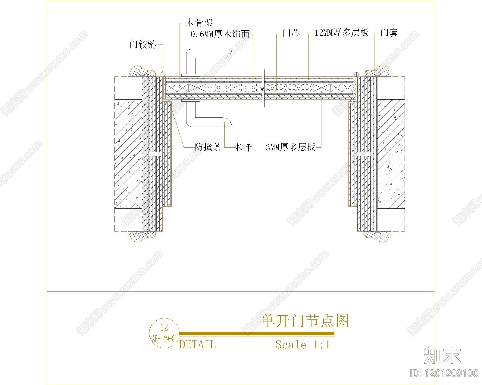 入户门cad施工图下载【ID:1201209100】