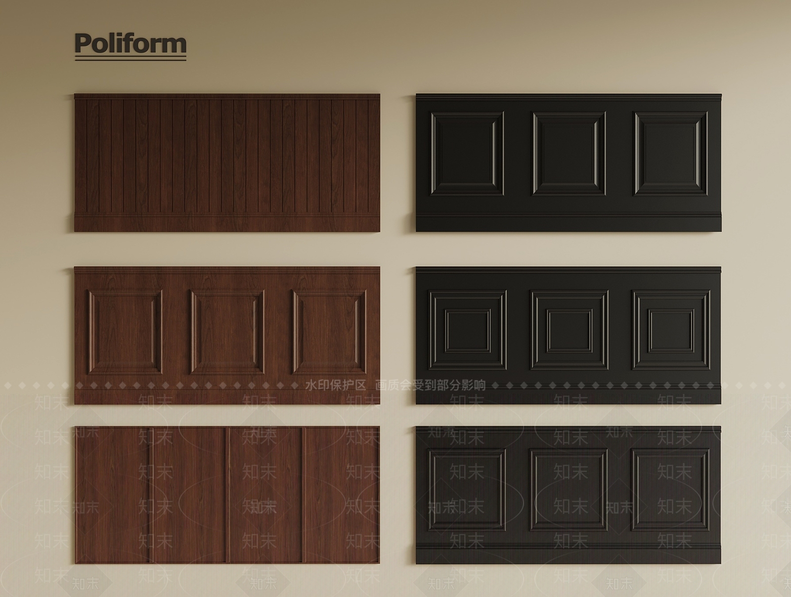 法式护墙板SU模型下载【ID:1201209334】