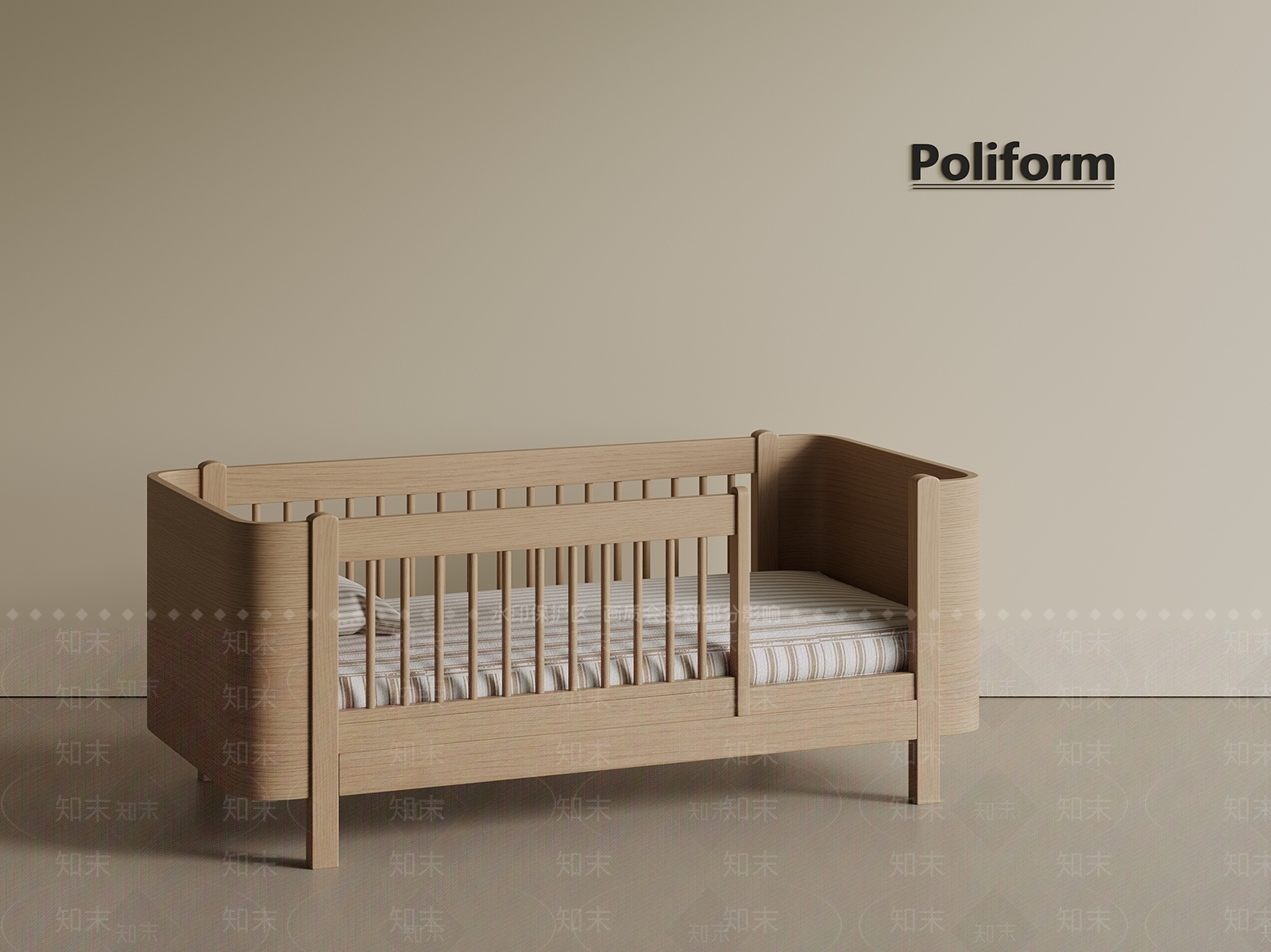 现代新中式婴儿床3D模型下载【ID:1201212108】