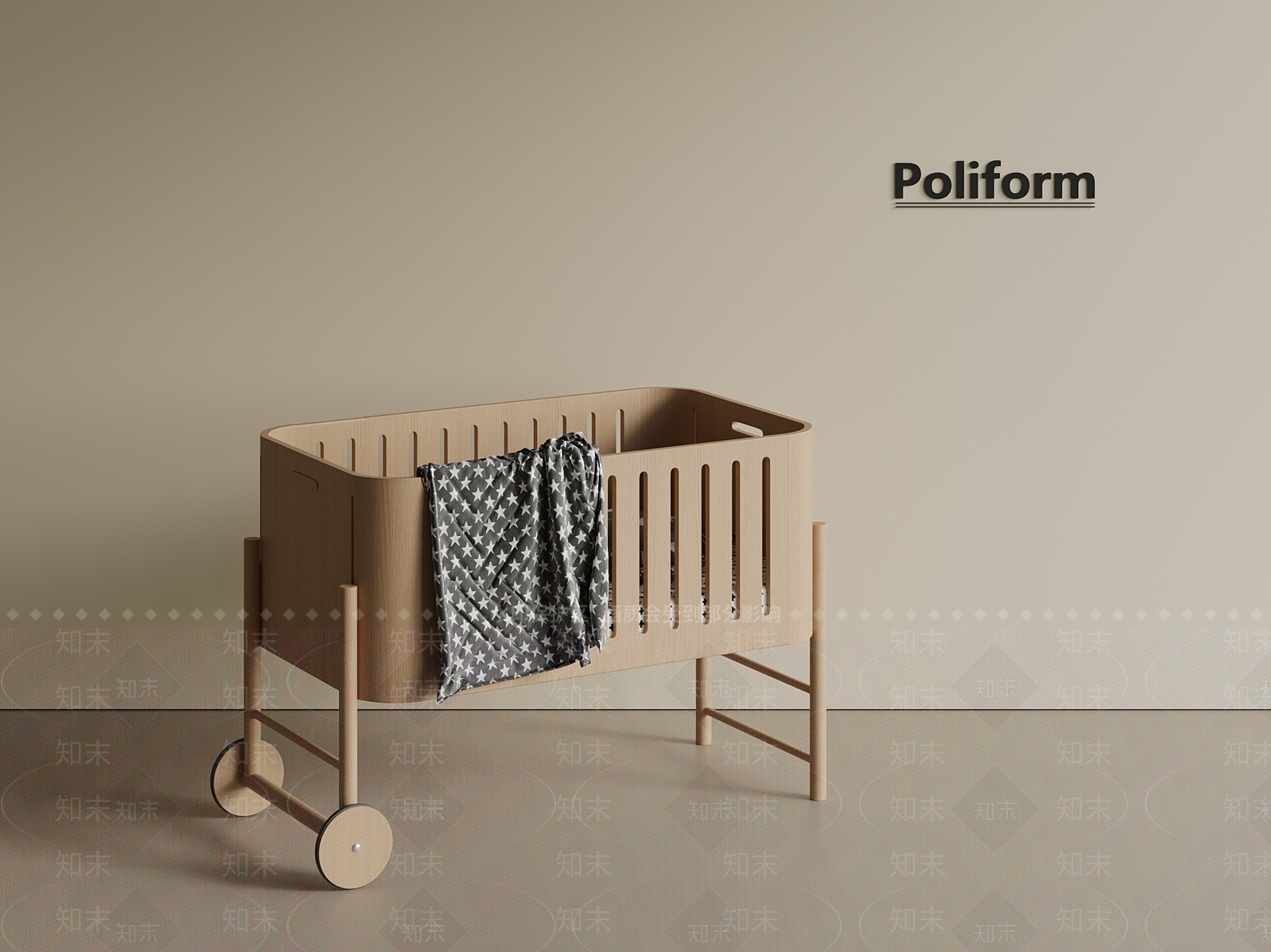 现代新中式婴儿床3D模型下载【ID:1201212356】