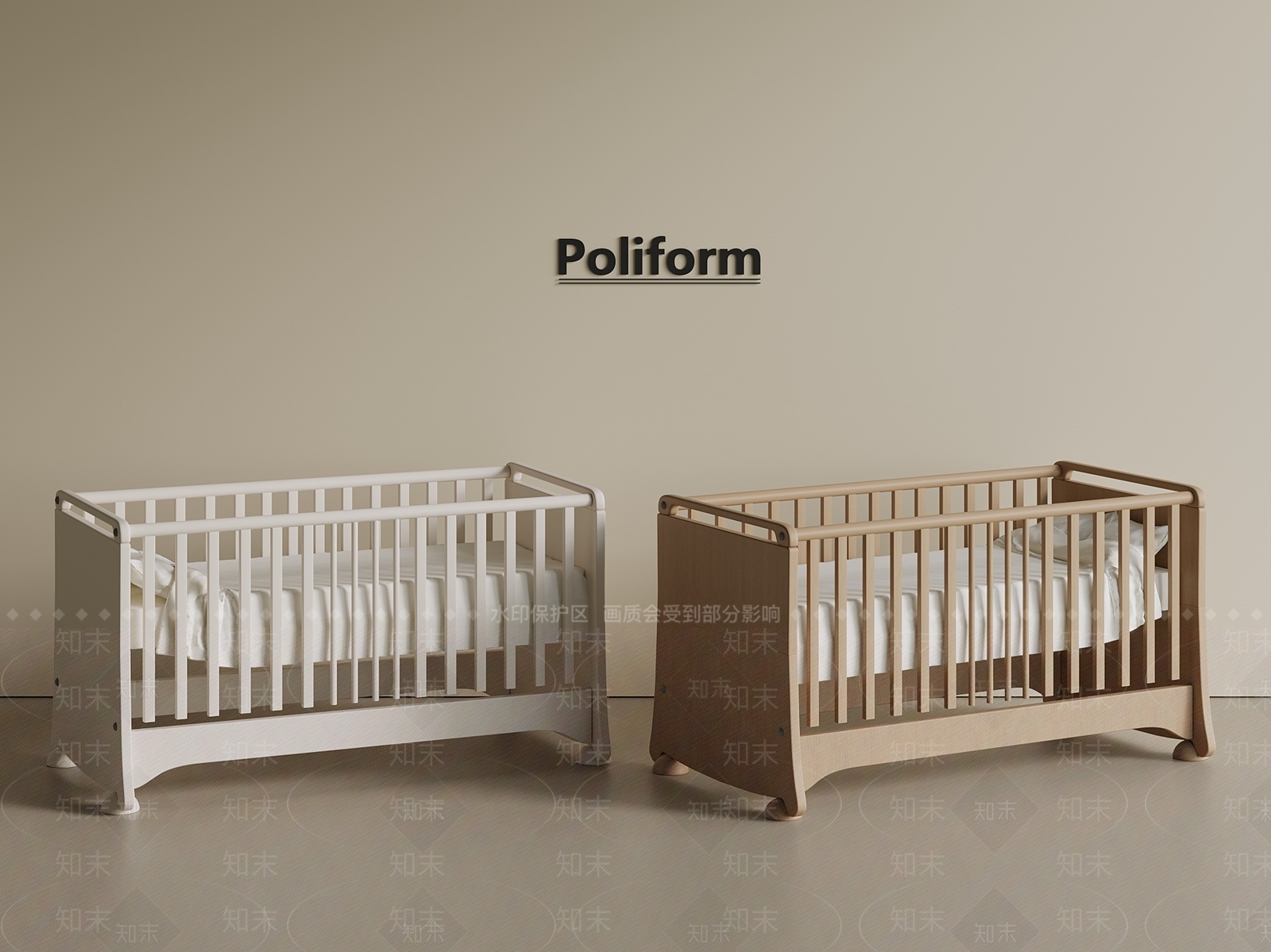 新中式现代婴儿床3D模型下载【ID:1201212484】