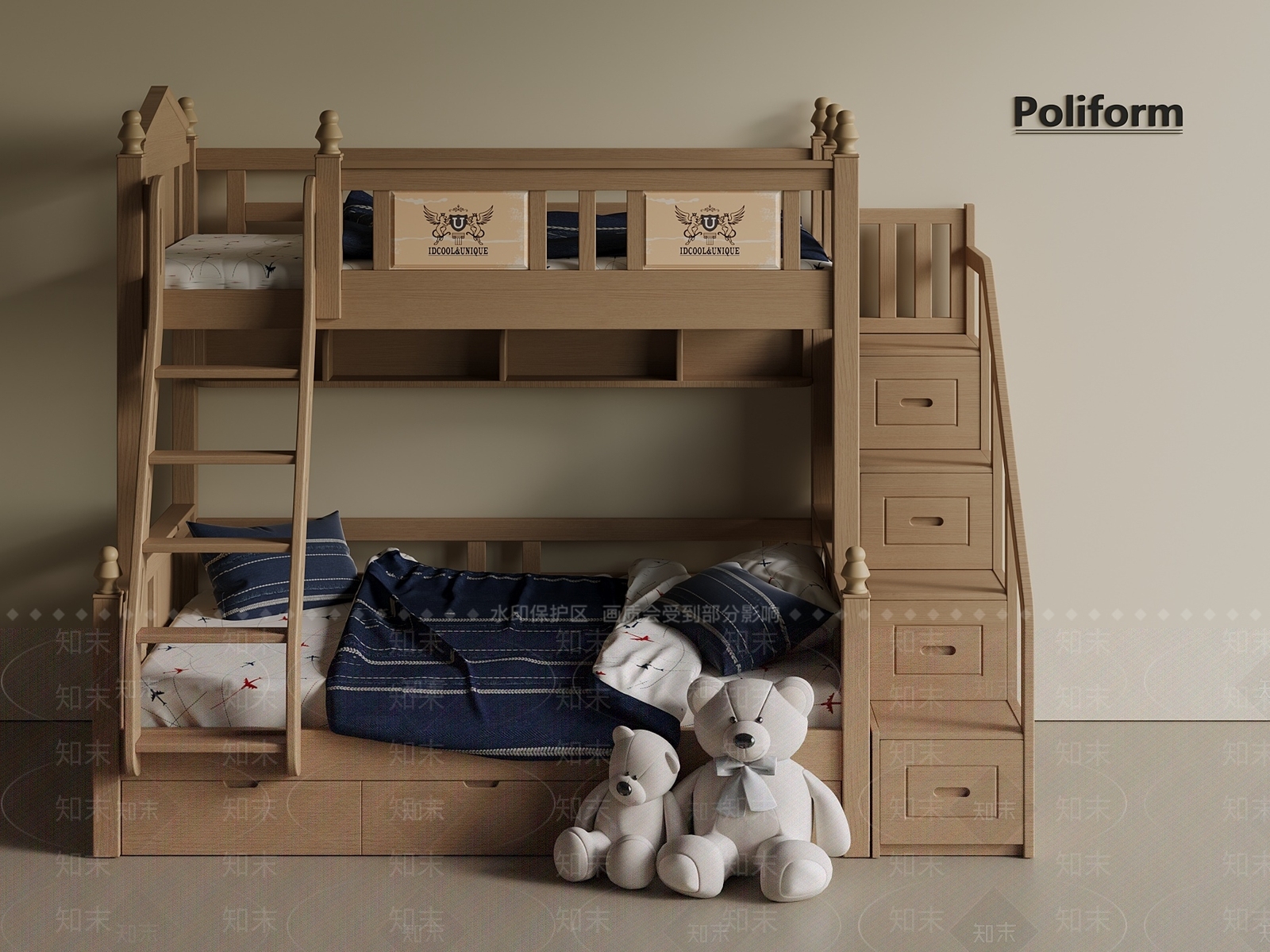 现代轻奢上下床3D模型下载【ID:1201212826】