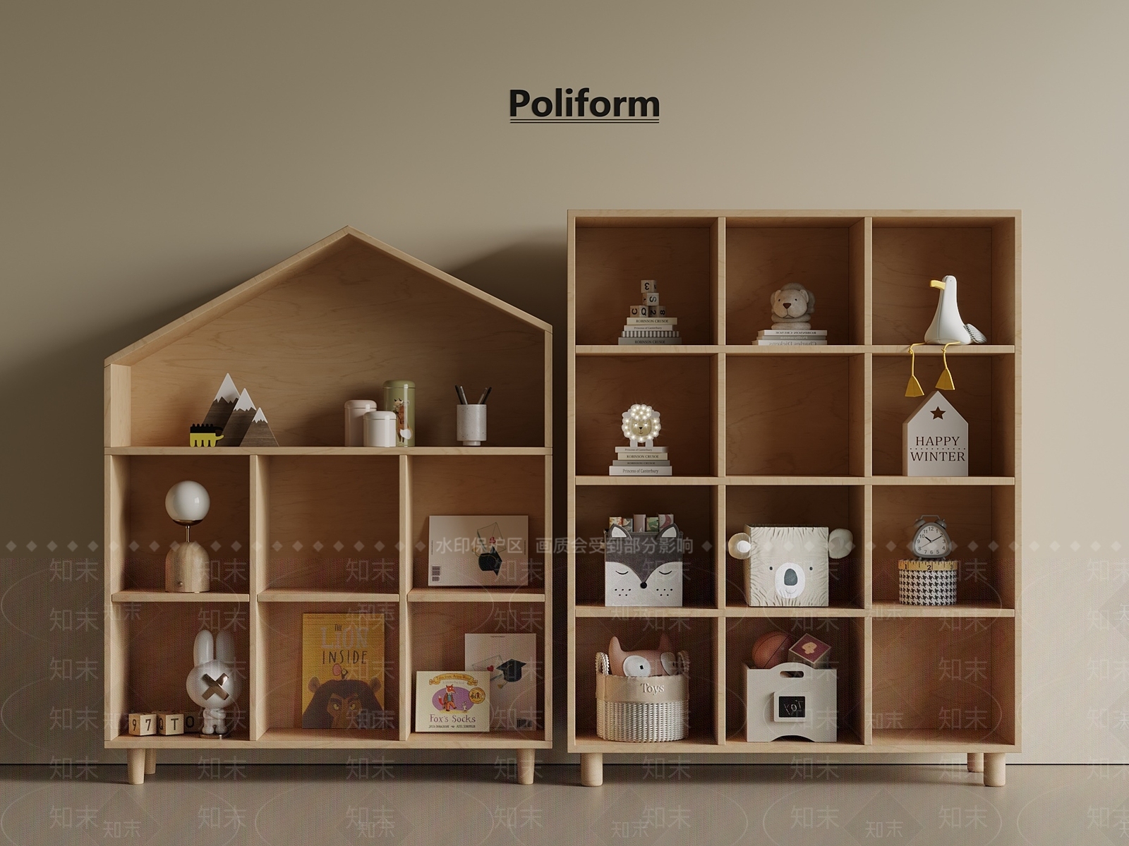 现代简约书架3D模型下载【ID:1201213613】