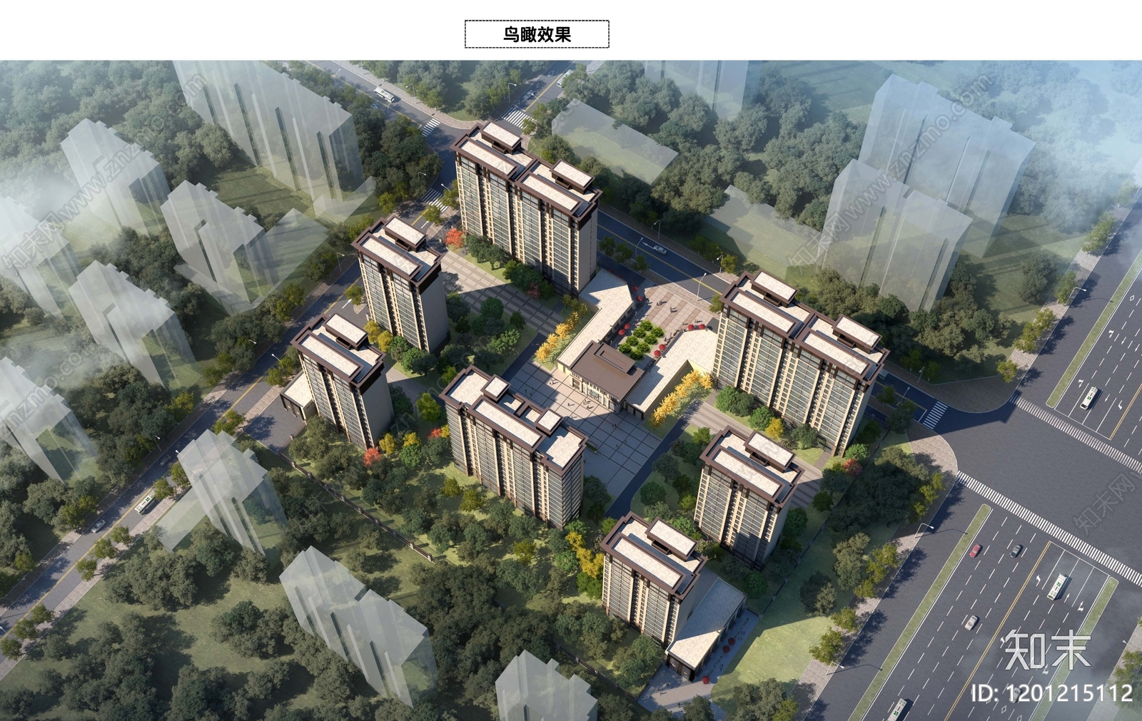 现代新中式小区建筑下载【ID:1201215112】