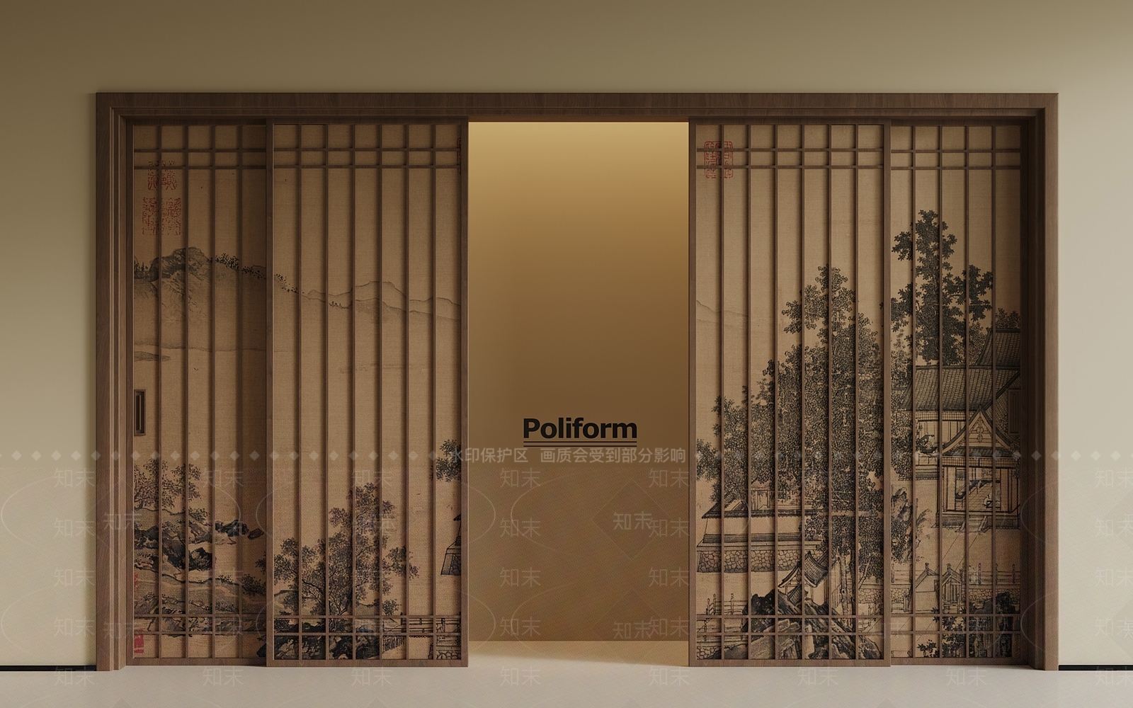 新中式推拉门SU模型下载【ID:1201215723】