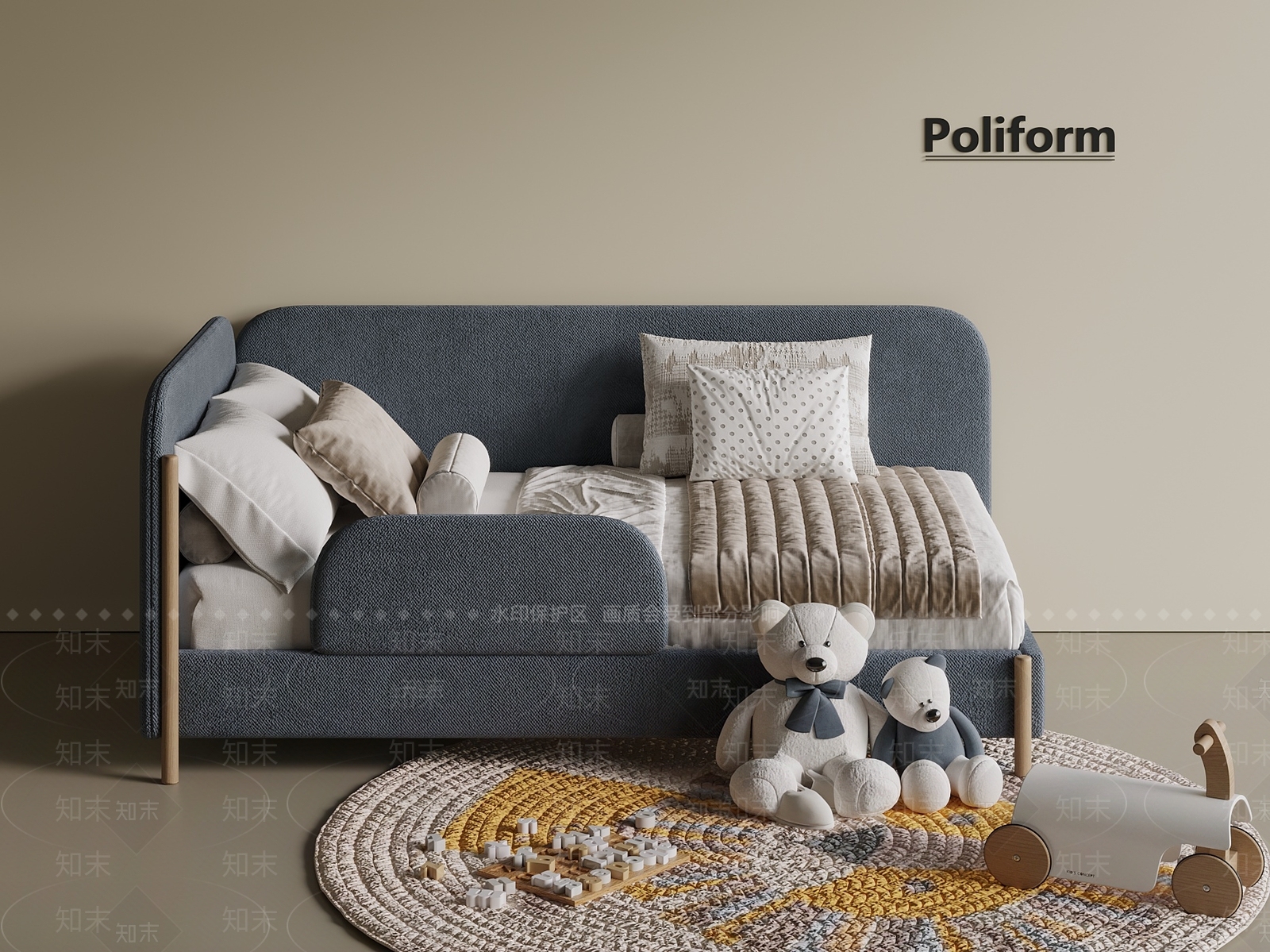 现代轻奢儿童床SU模型下载【ID:1201216371】