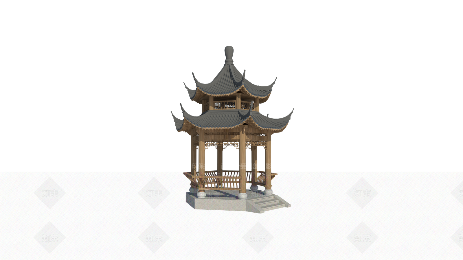 新中式中式亭子SU模型下载【ID:1201216595】