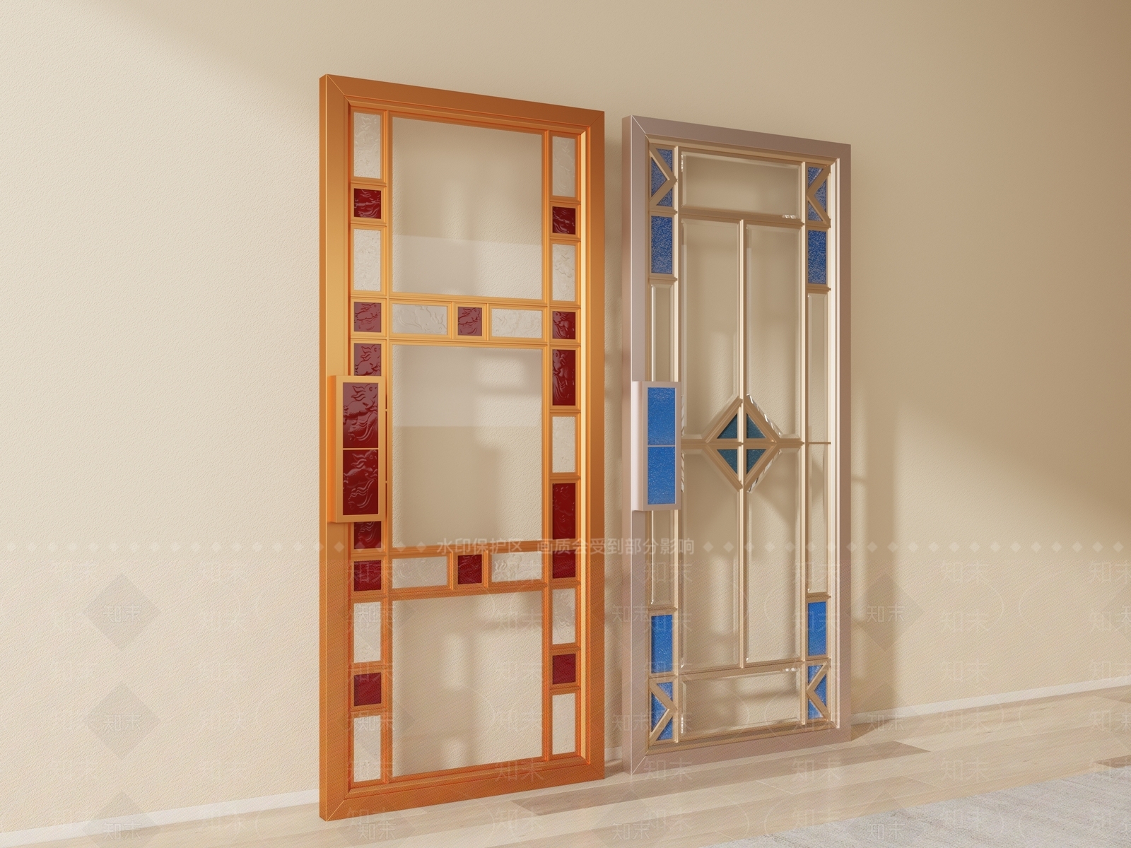 现代复古平开门3D模型下载【ID:1201216600】