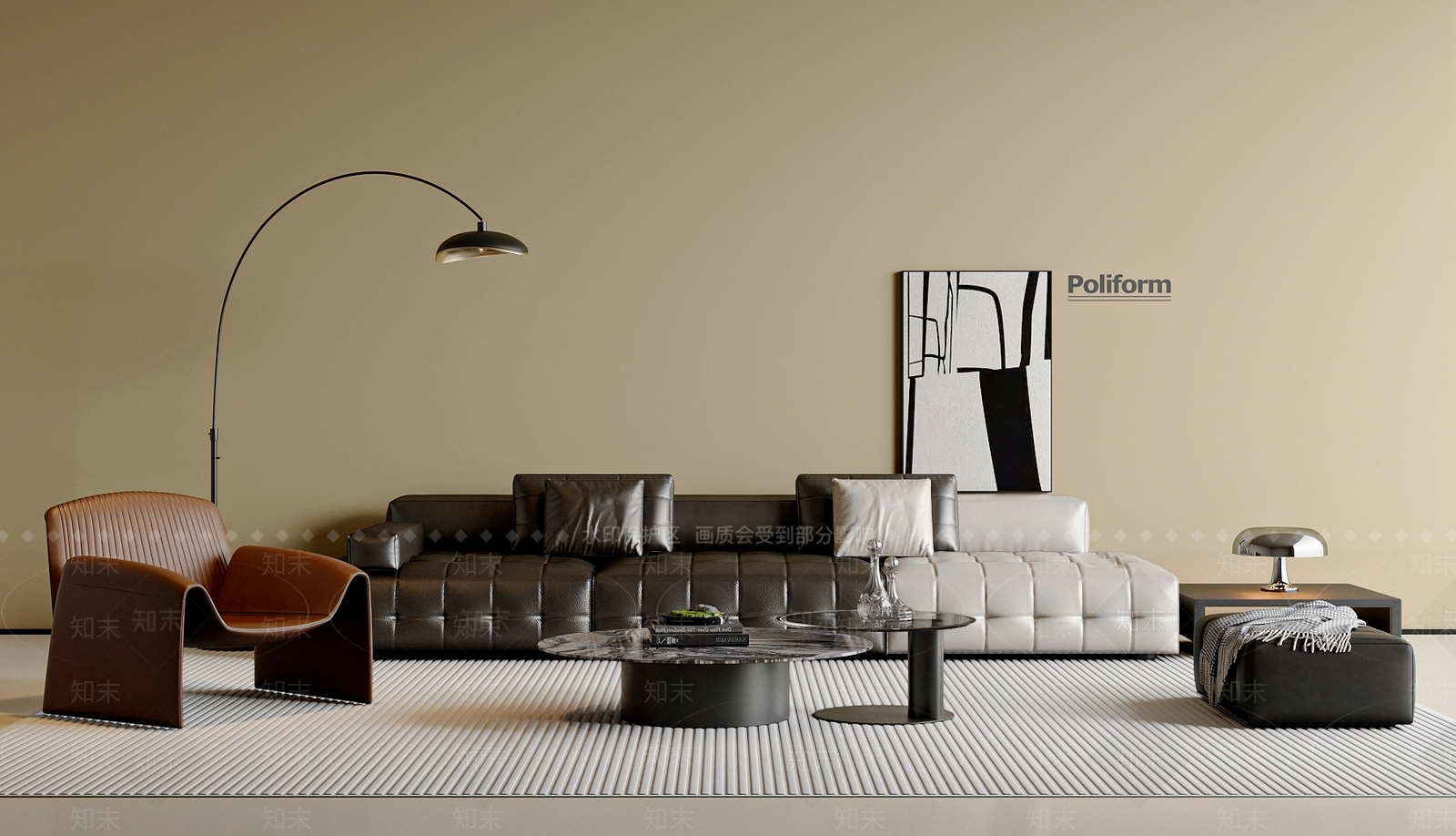 现代简约沙发组合3D模型下载【ID:1201216636】