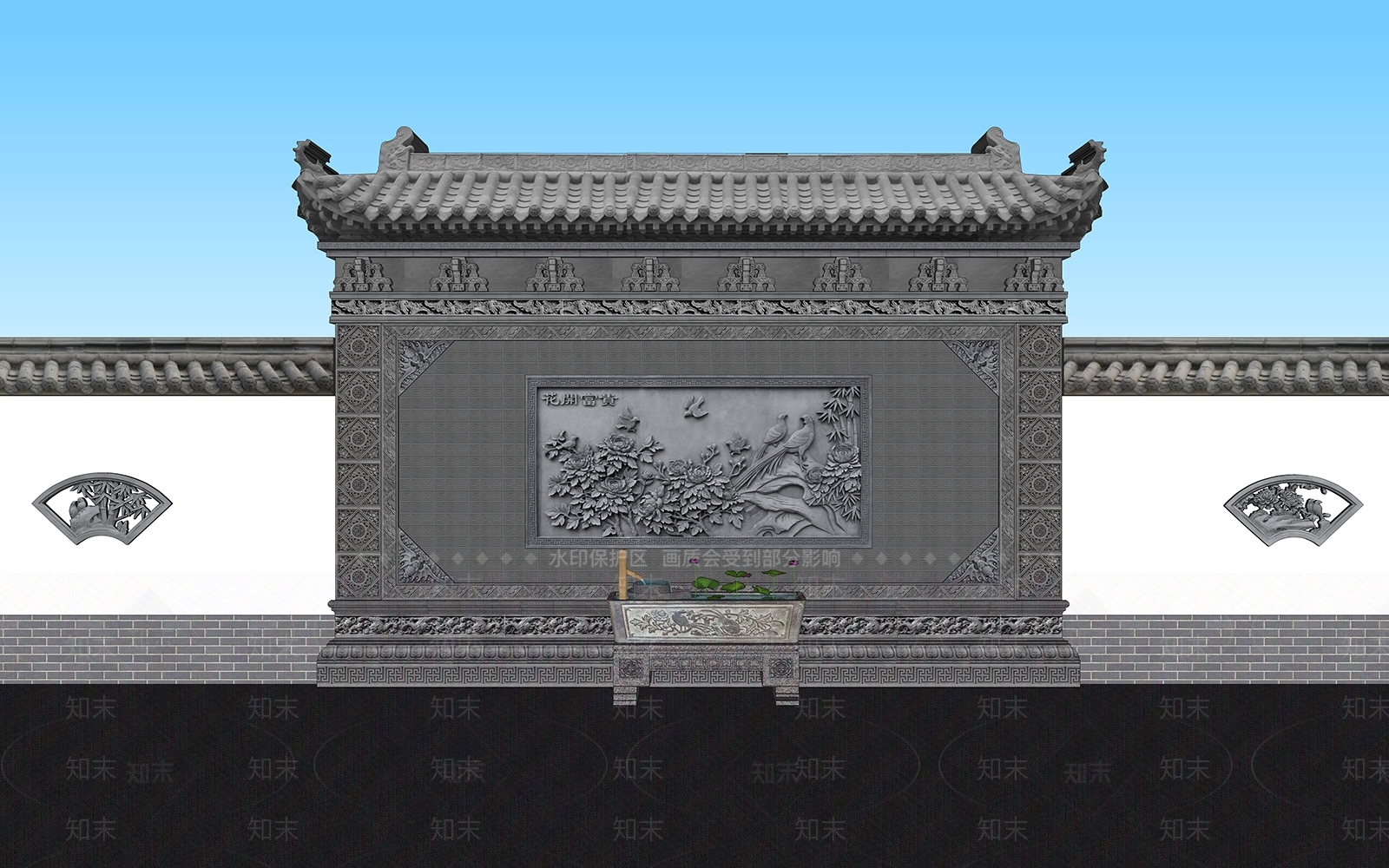 新中式背景墙SU模型下载【ID:1201218161】