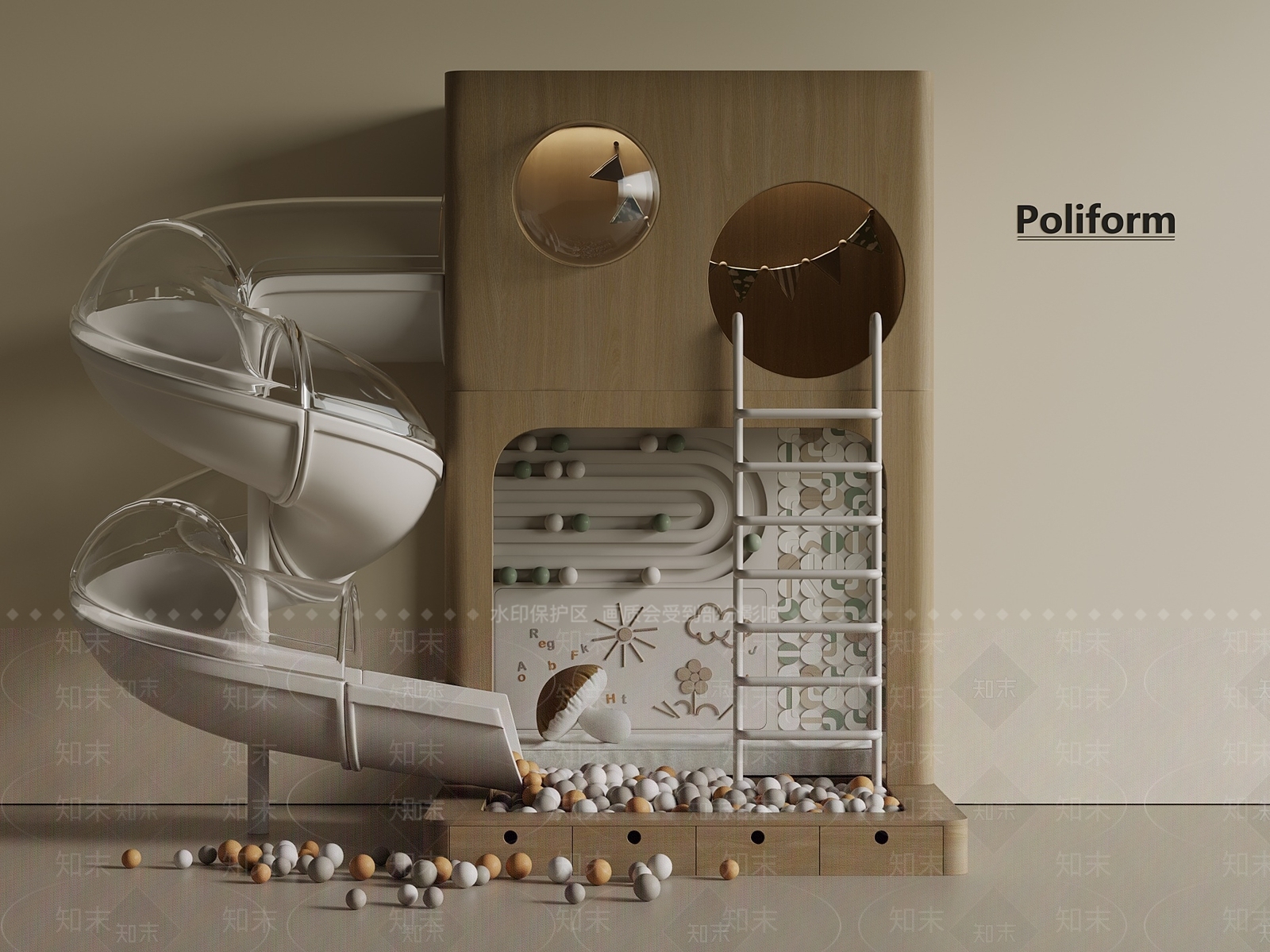 儿童滑梯SU模型下载【ID:1201217450】