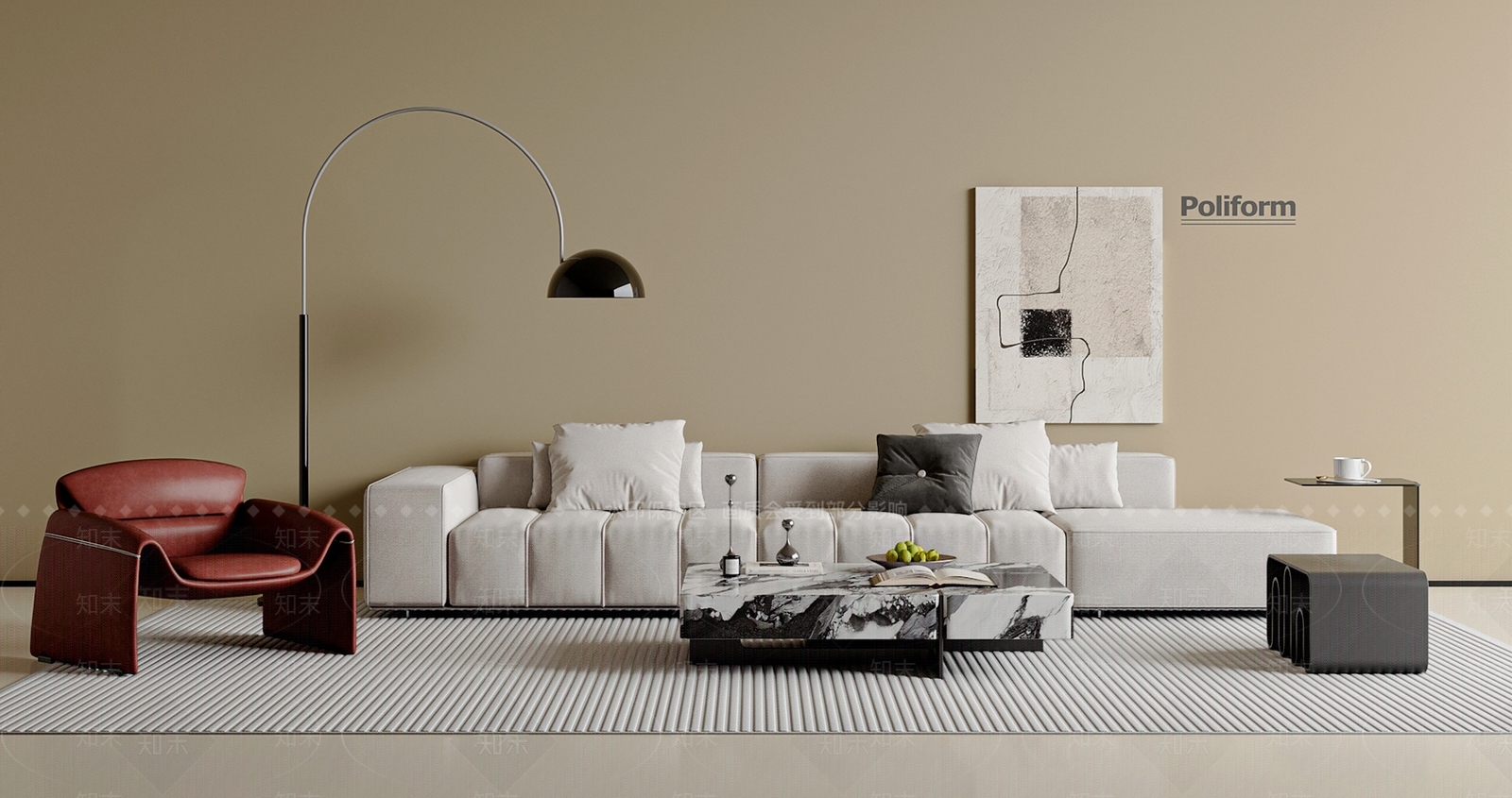 现代简约沙发组合SU模型下载【ID:1201218280】