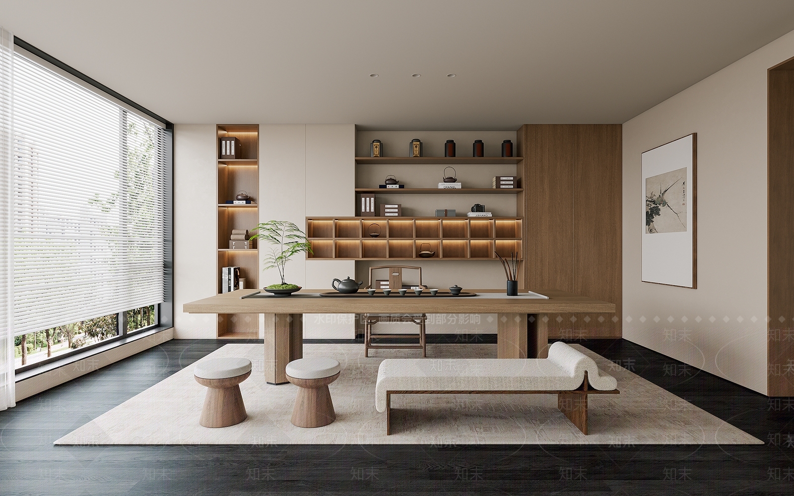 现代新中式茶室SU模型下载【ID:1201218319】