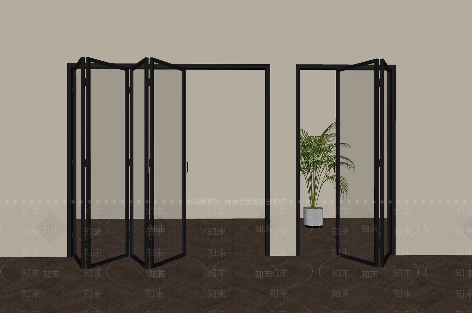 现代折叠门SU模型下载【ID:1201219302】