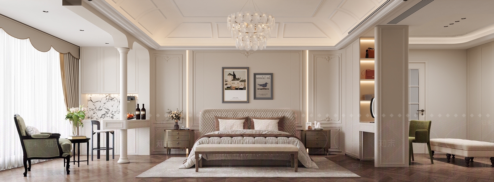 法式欧式家居卧室3D模型下载【ID:1201219655】