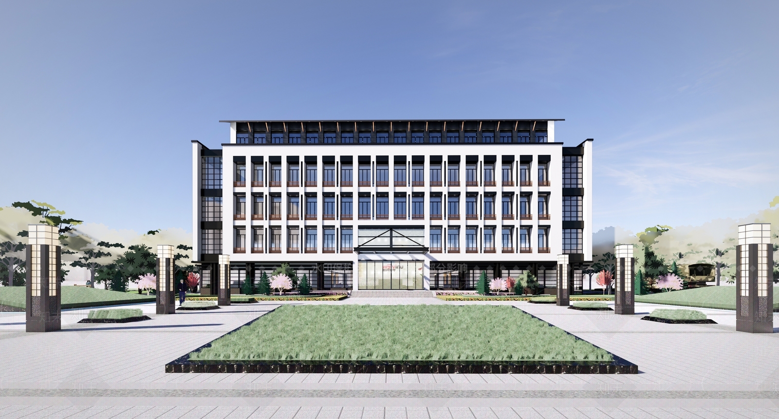 新中式现代政府办公楼SU模型下载【ID:1201219633】