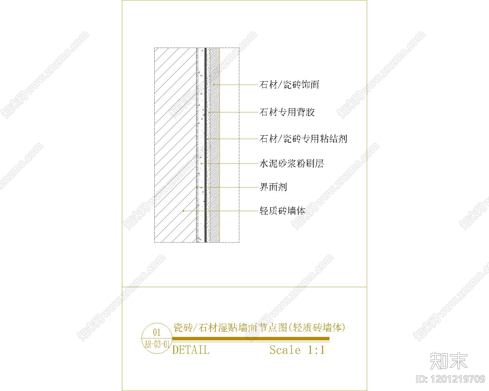 墙面节点cad施工图下载【ID:1201219709】