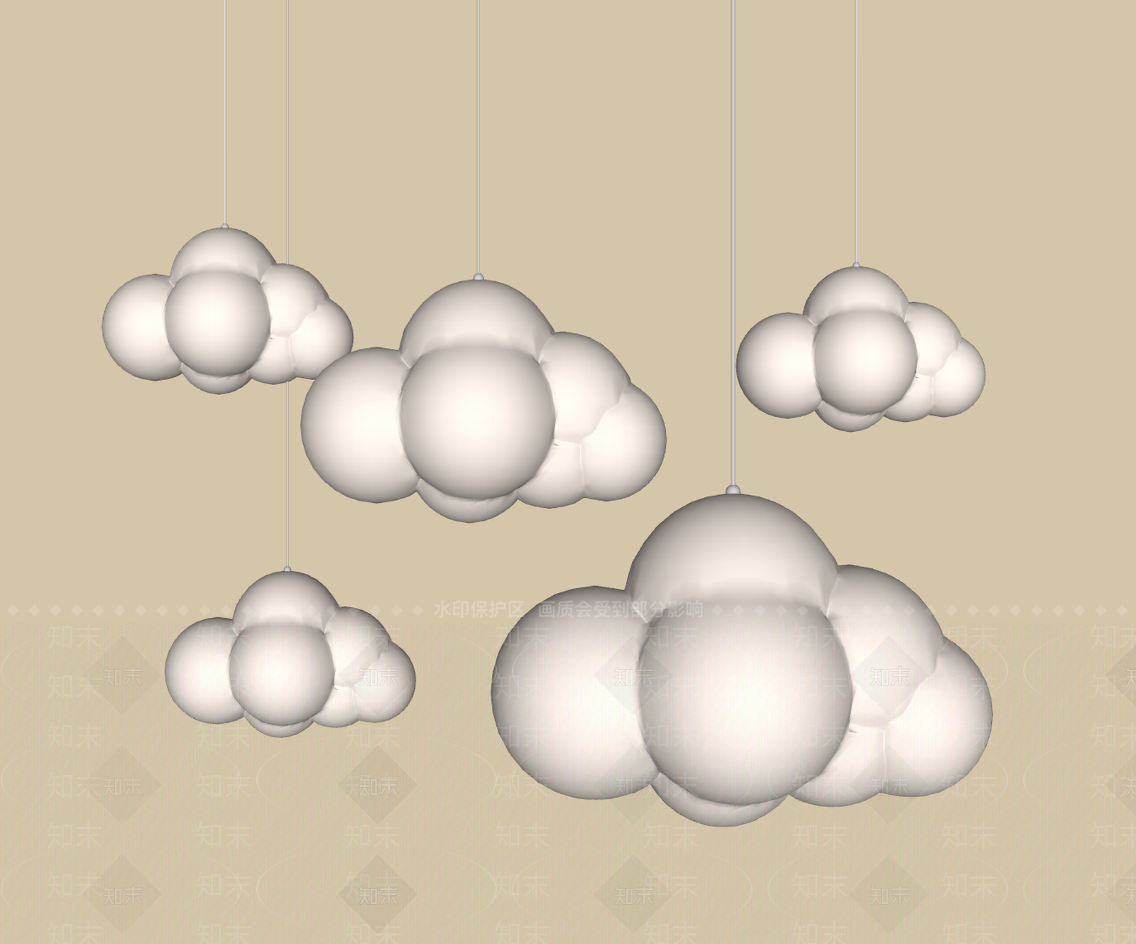 奶油吊灯SU模型下载【ID:1201220173】