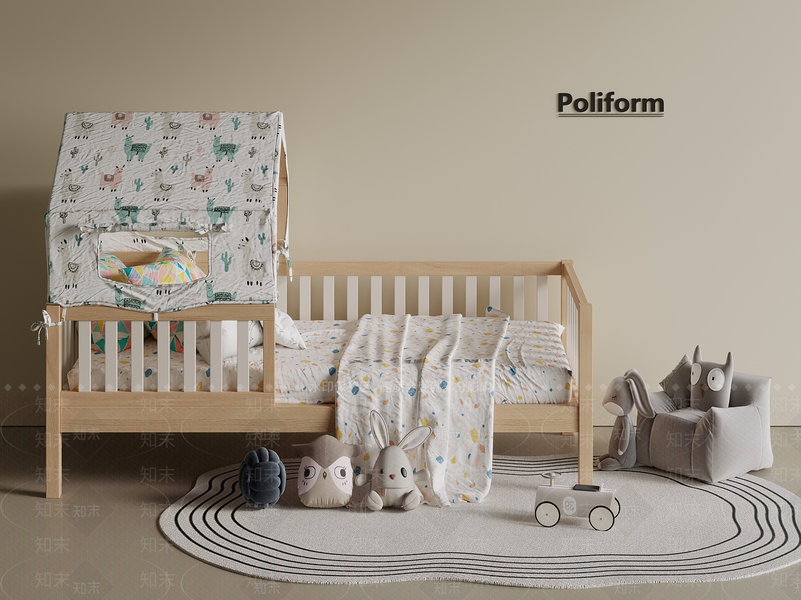 现代简约婴儿床3D模型下载【ID:1201220703】