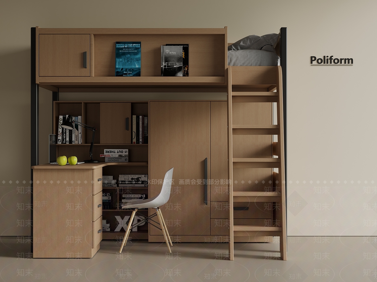 现代新中式上下床3D模型下载【ID:1201220921】