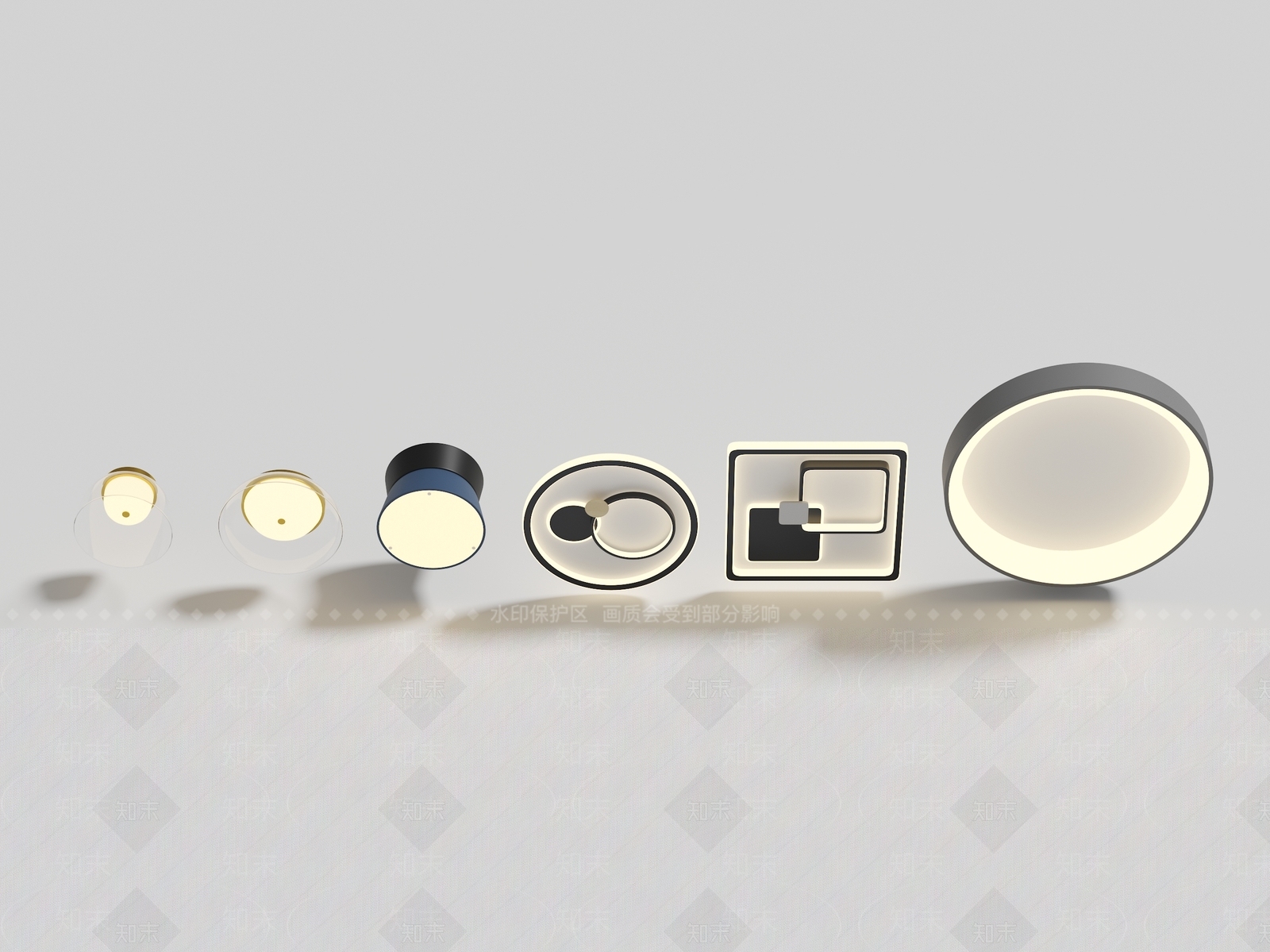 现代吸顶灯3D模型下载【ID:1201222215】