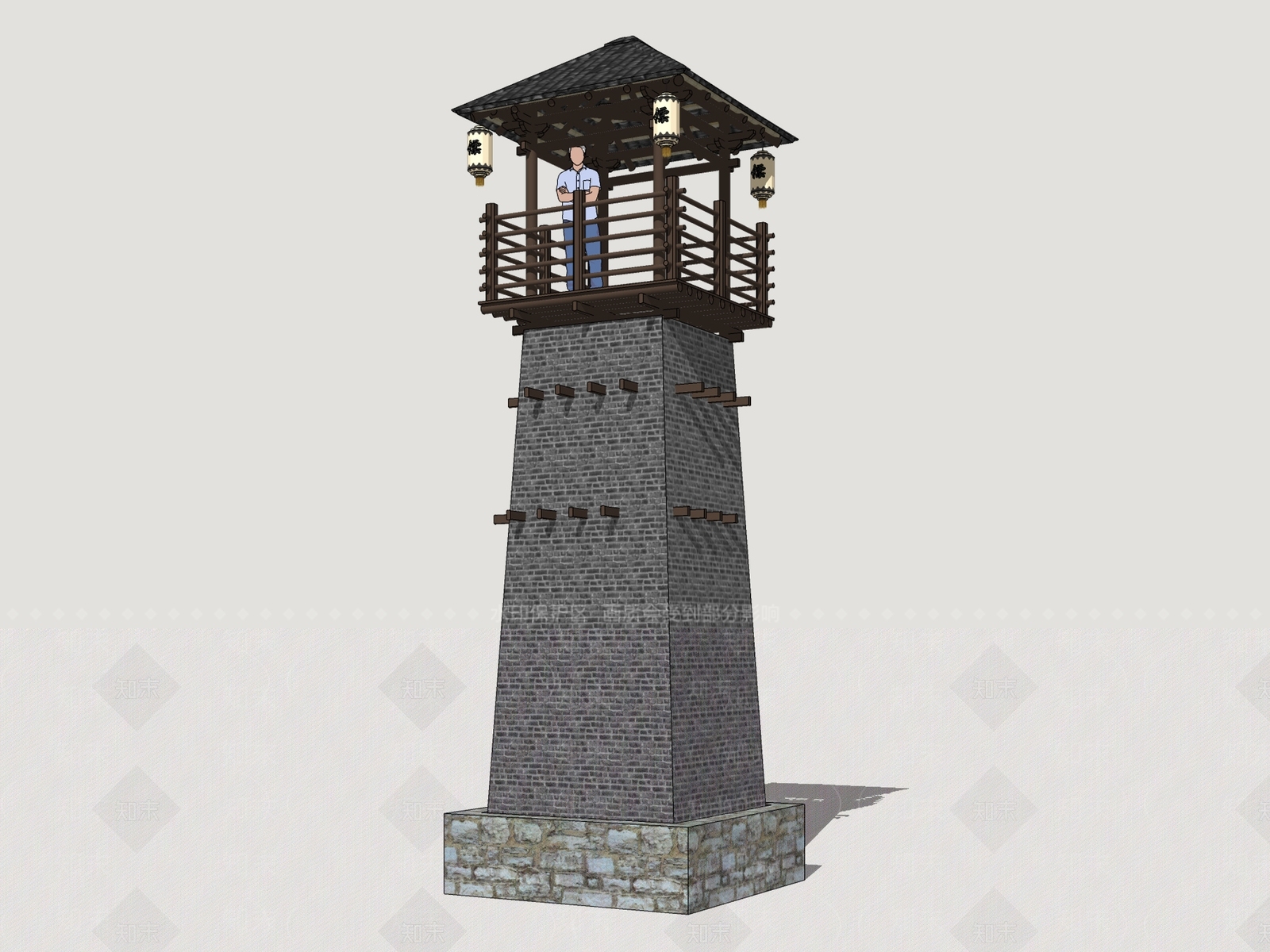 中式塔楼SU模型下载【ID:1201223580】