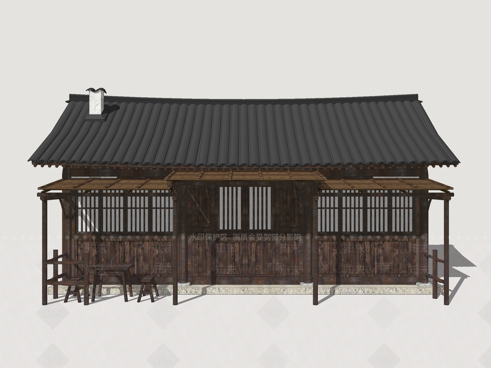 中式乡村民房SU模型下载【ID:1201224733】