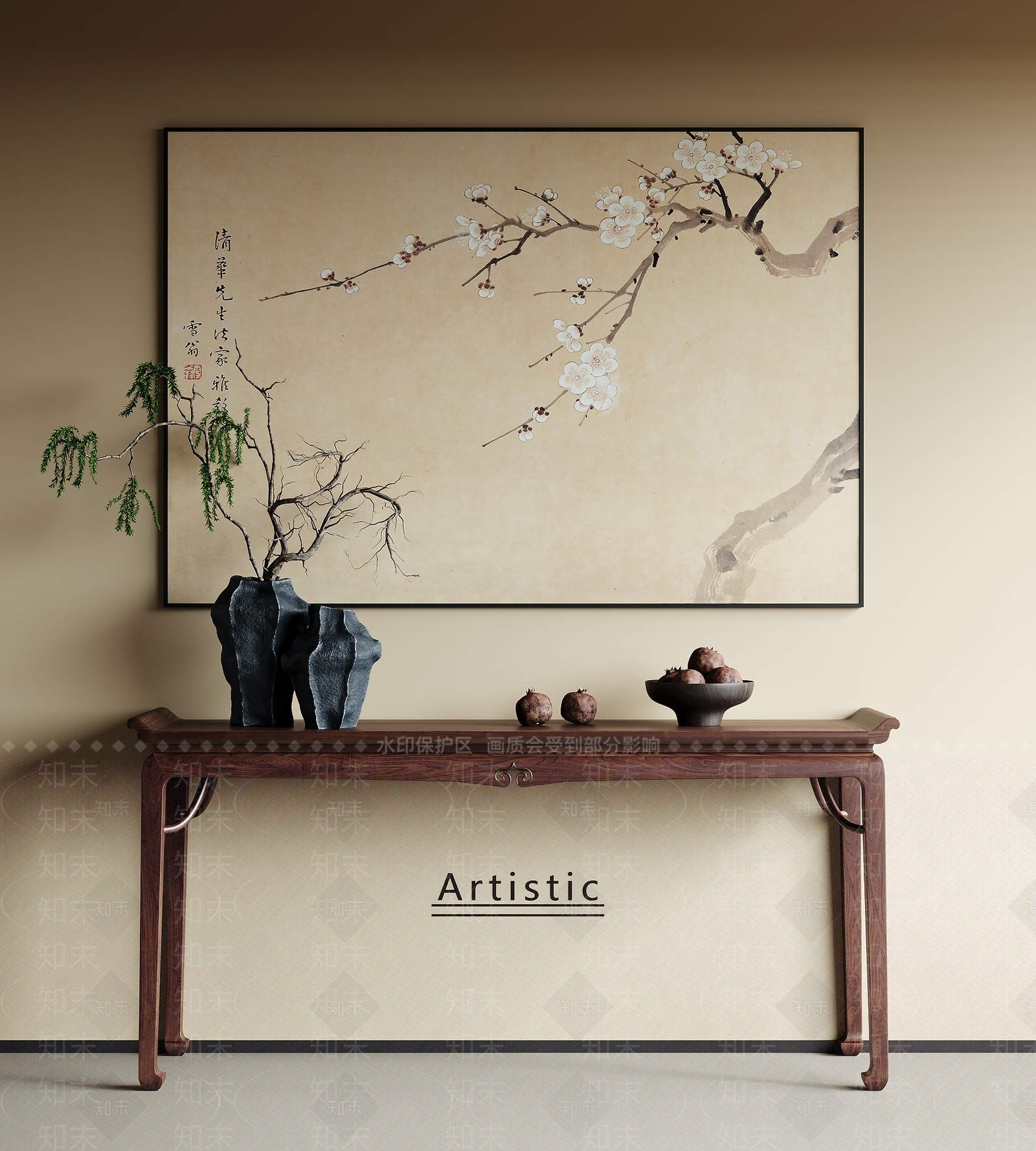 现代新中式条案3D模型下载【ID:1201225246】