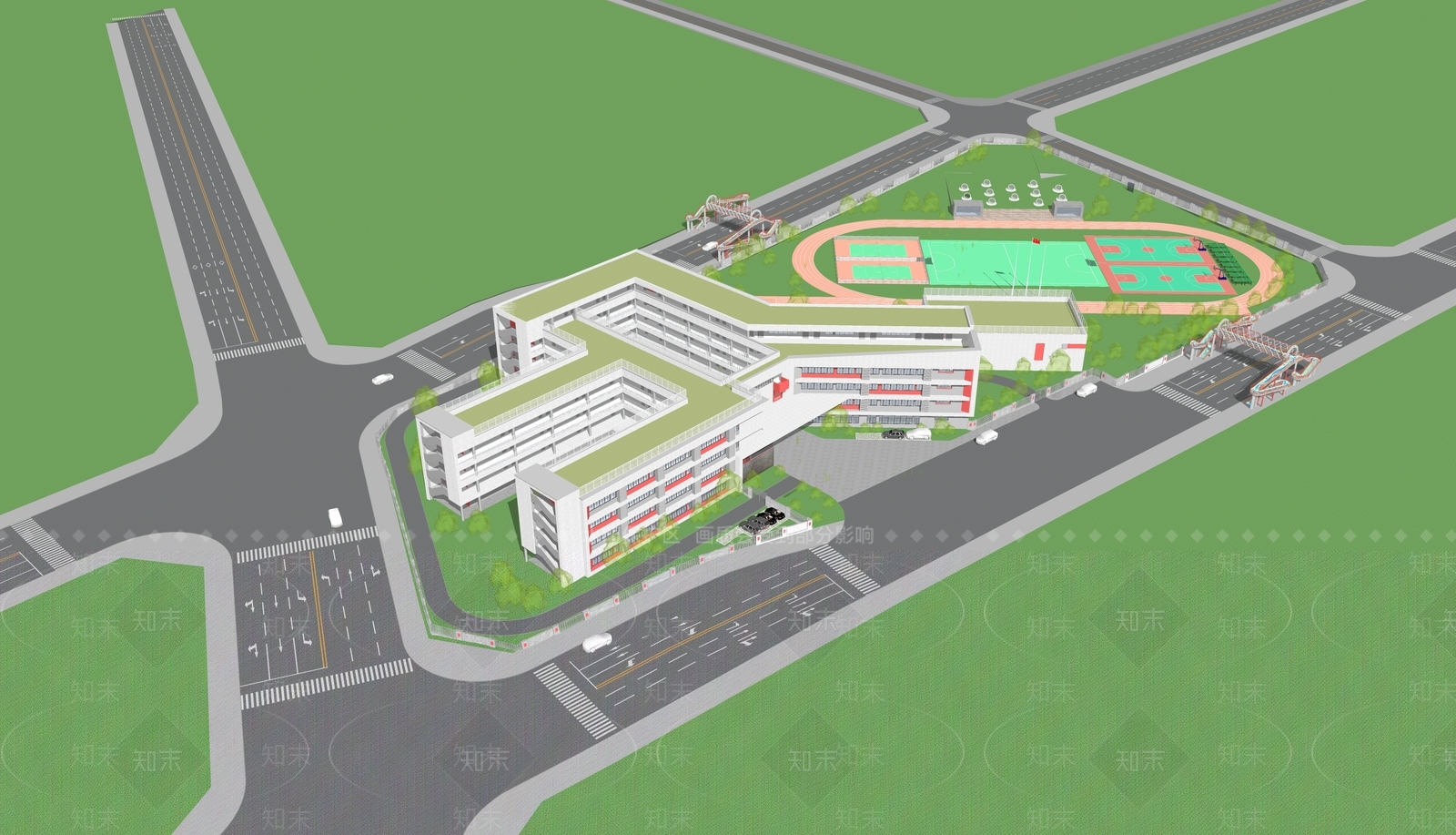 现代学校建筑SU模型下载【ID:1201229713】