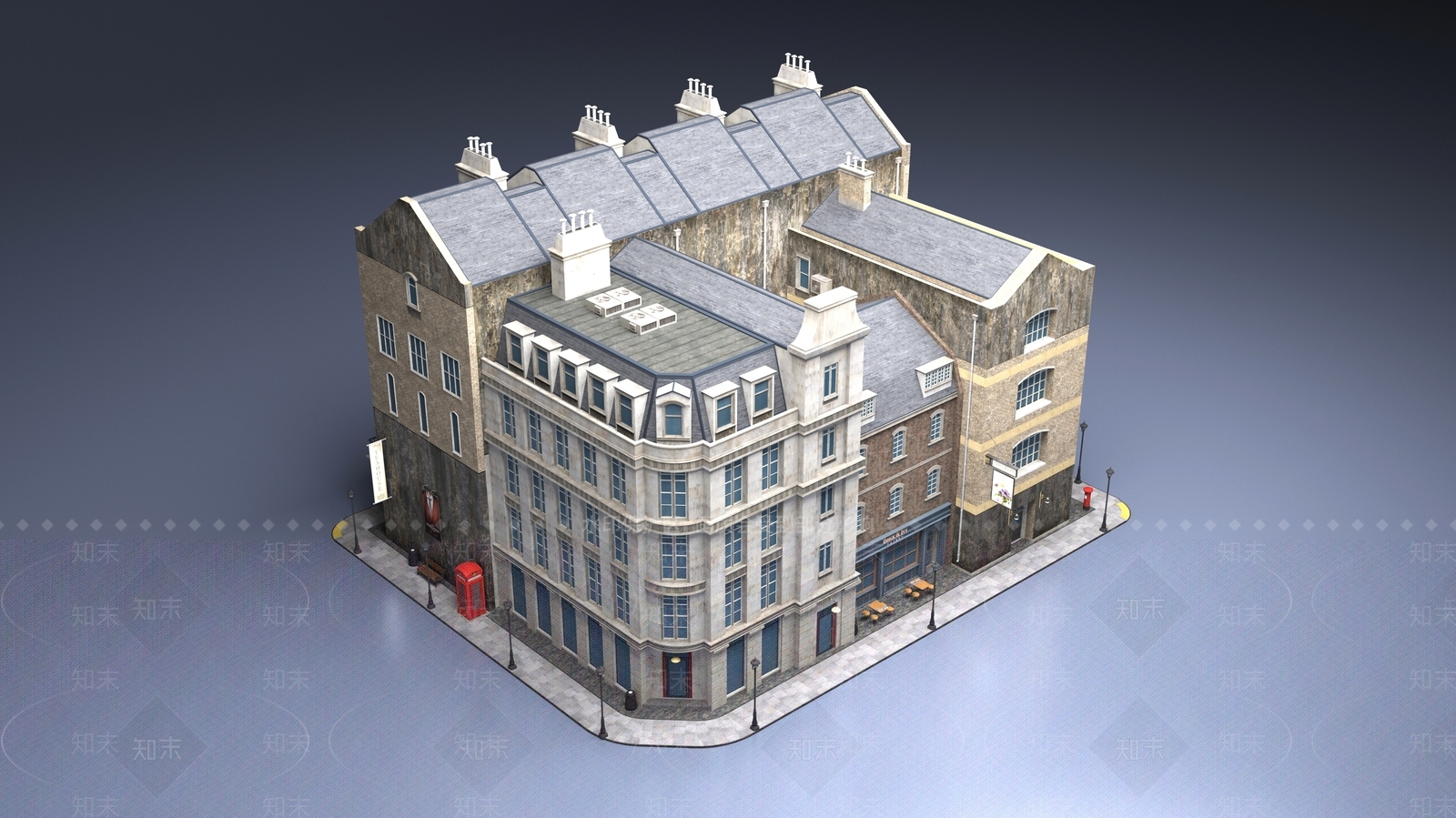 欧式餐饮建筑3D模型下载【ID:1201230358】